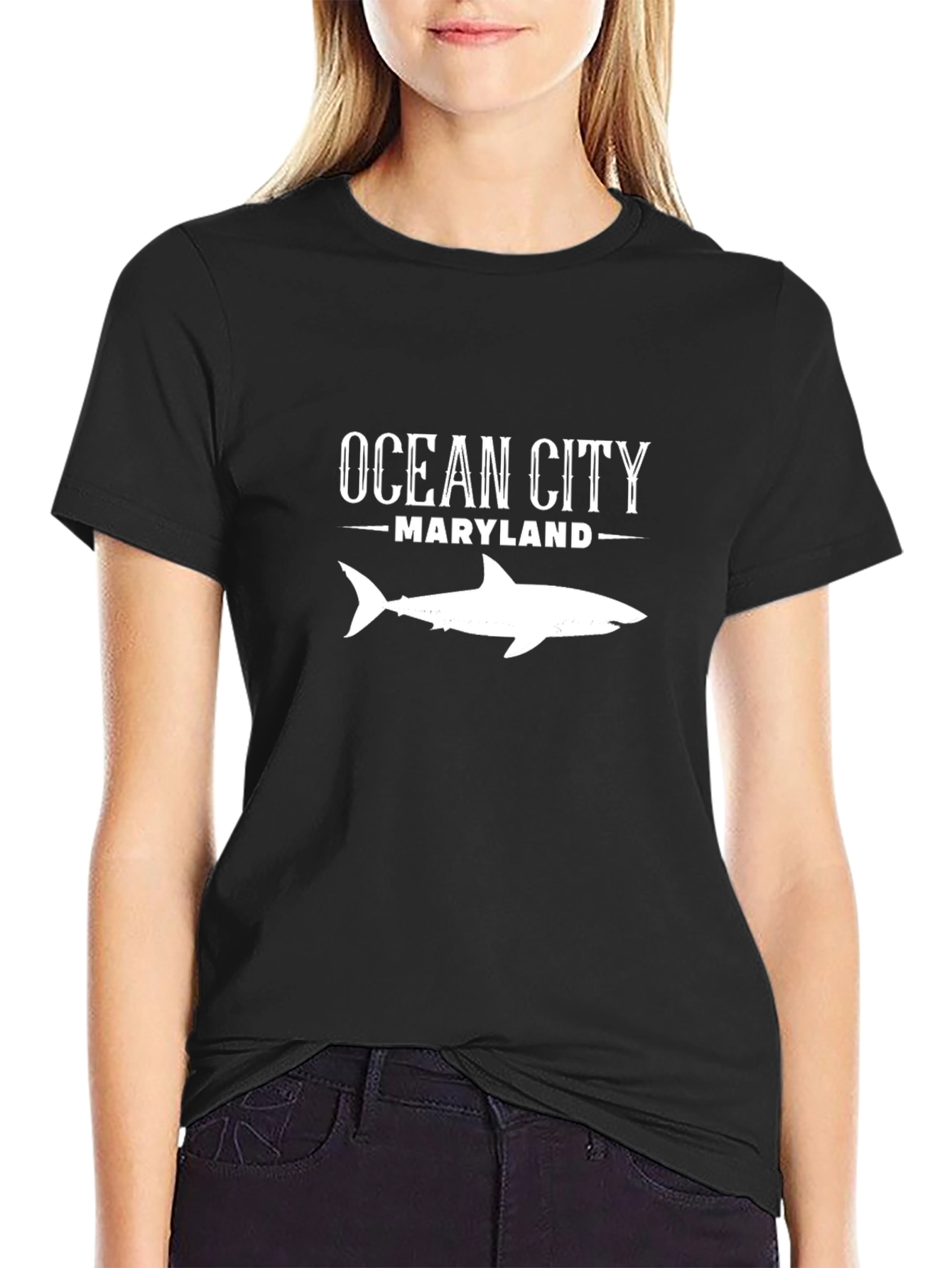 Ocean City Maryland Shark Graphic Tee - Black