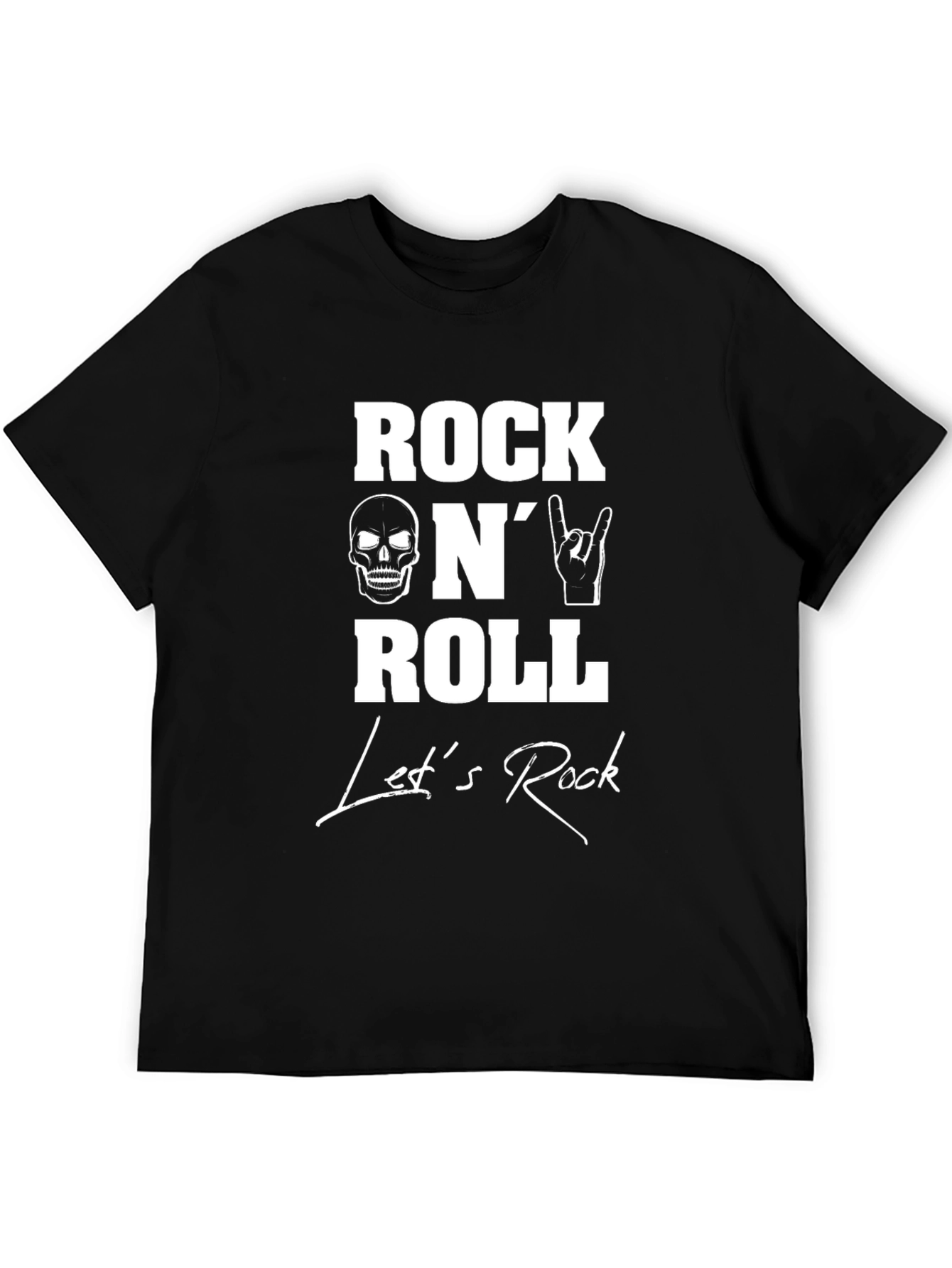 Rock N Roll Graphic Print Black T-Shirt