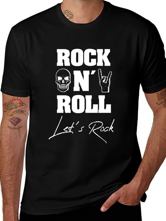 Rock N Roll Graphic Print Black T-Shirt