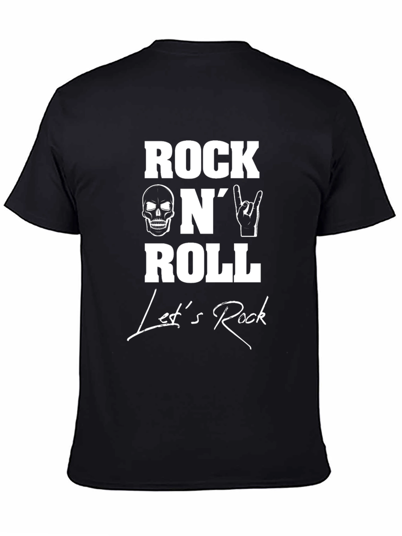Rock N Roll Graphic Print Black T-Shirt