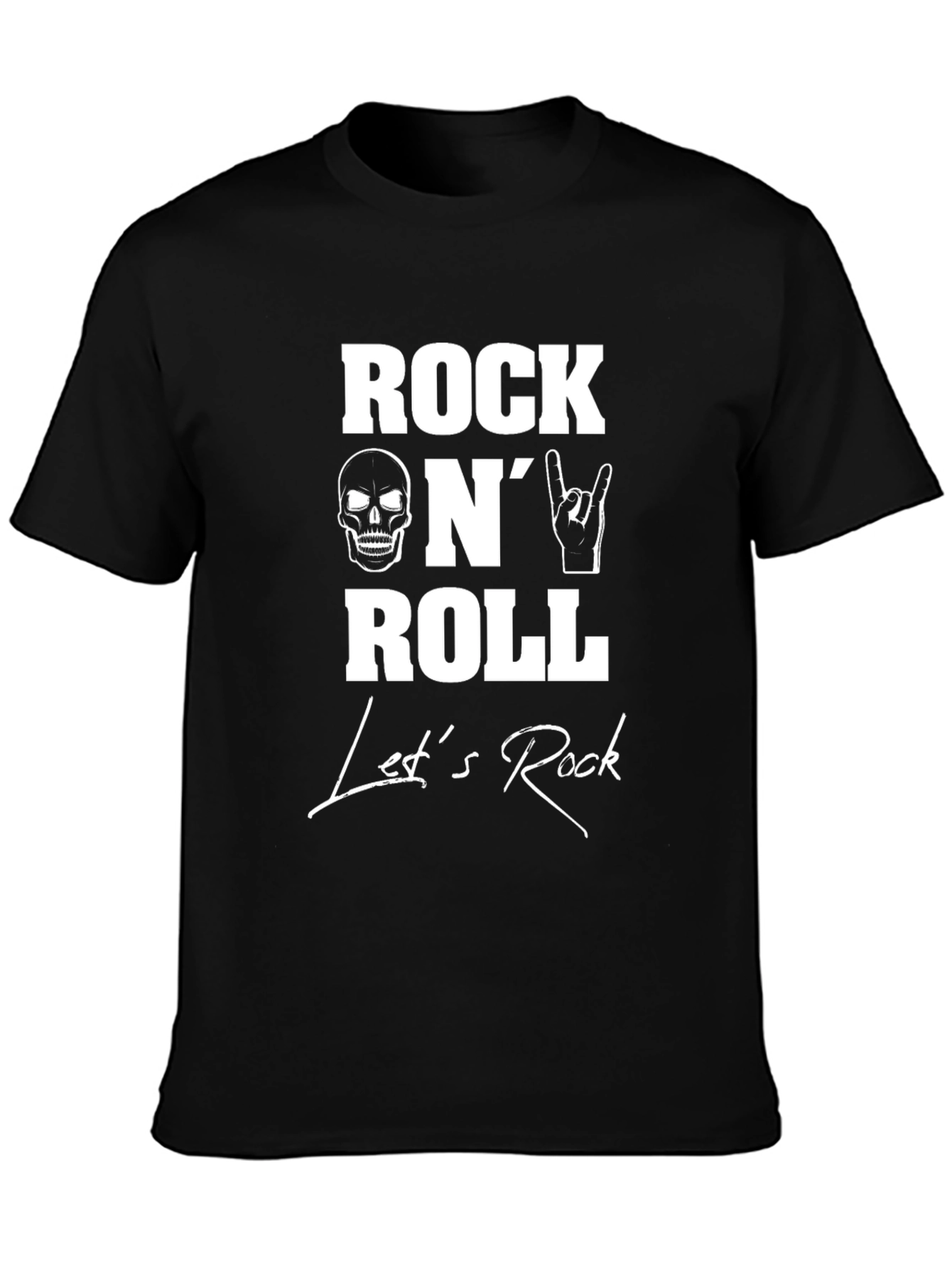 Rock N Roll Graphic Print Black T-Shirt