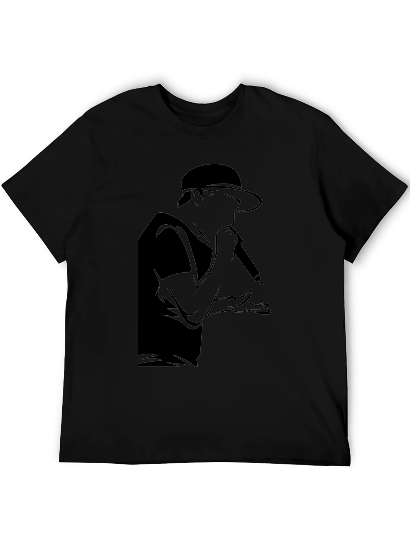 Rapper Silhouette Graphic T-Shirt - Black Cotton Tee
