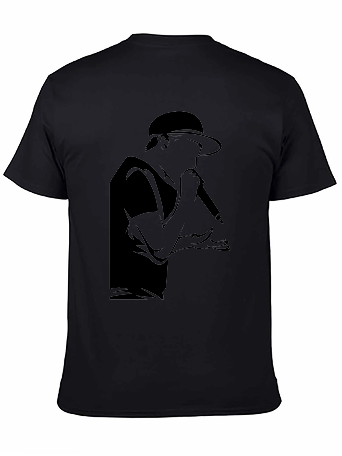 Rapper Silhouette Graphic T-Shirt - Black Cotton Tee