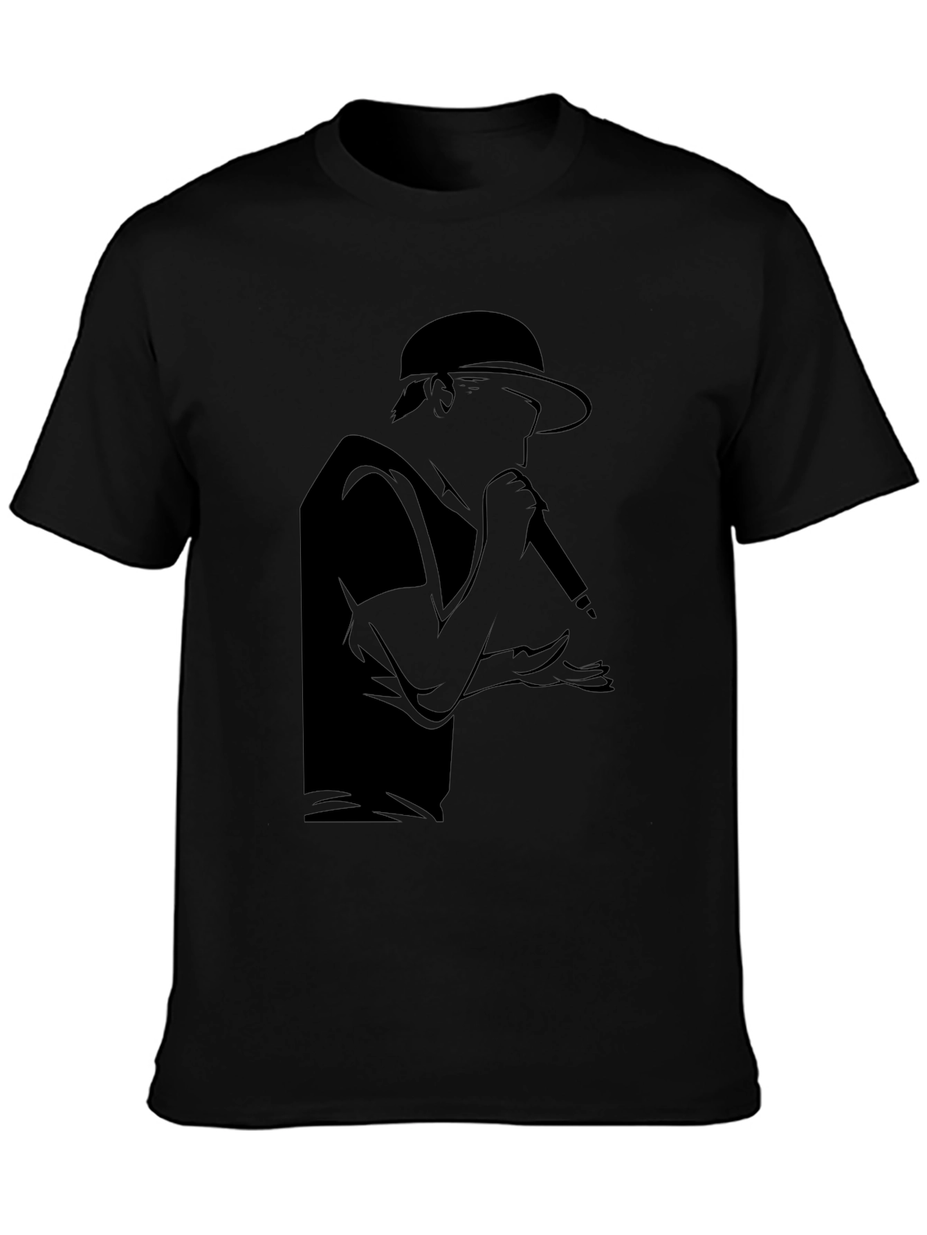 Rapper Silhouette Graphic T-Shirt - Black Cotton Tee
