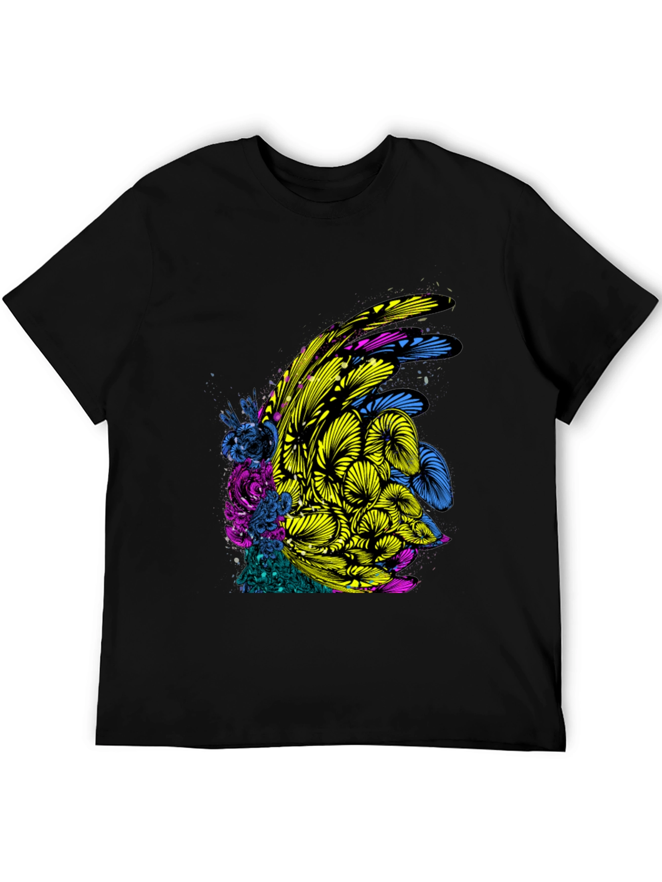Abstract Floral Graphic Print Black T-Shirt