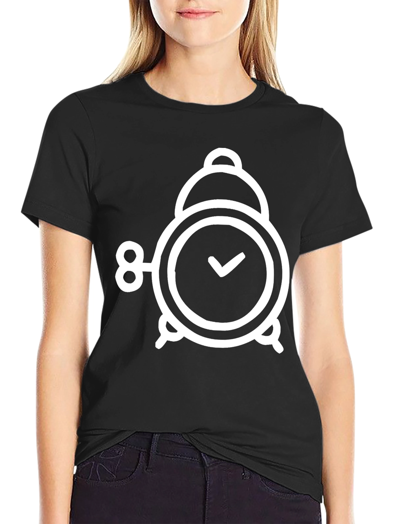 Alarm Clock Graphic T-Shirt - Black Cotton Tee