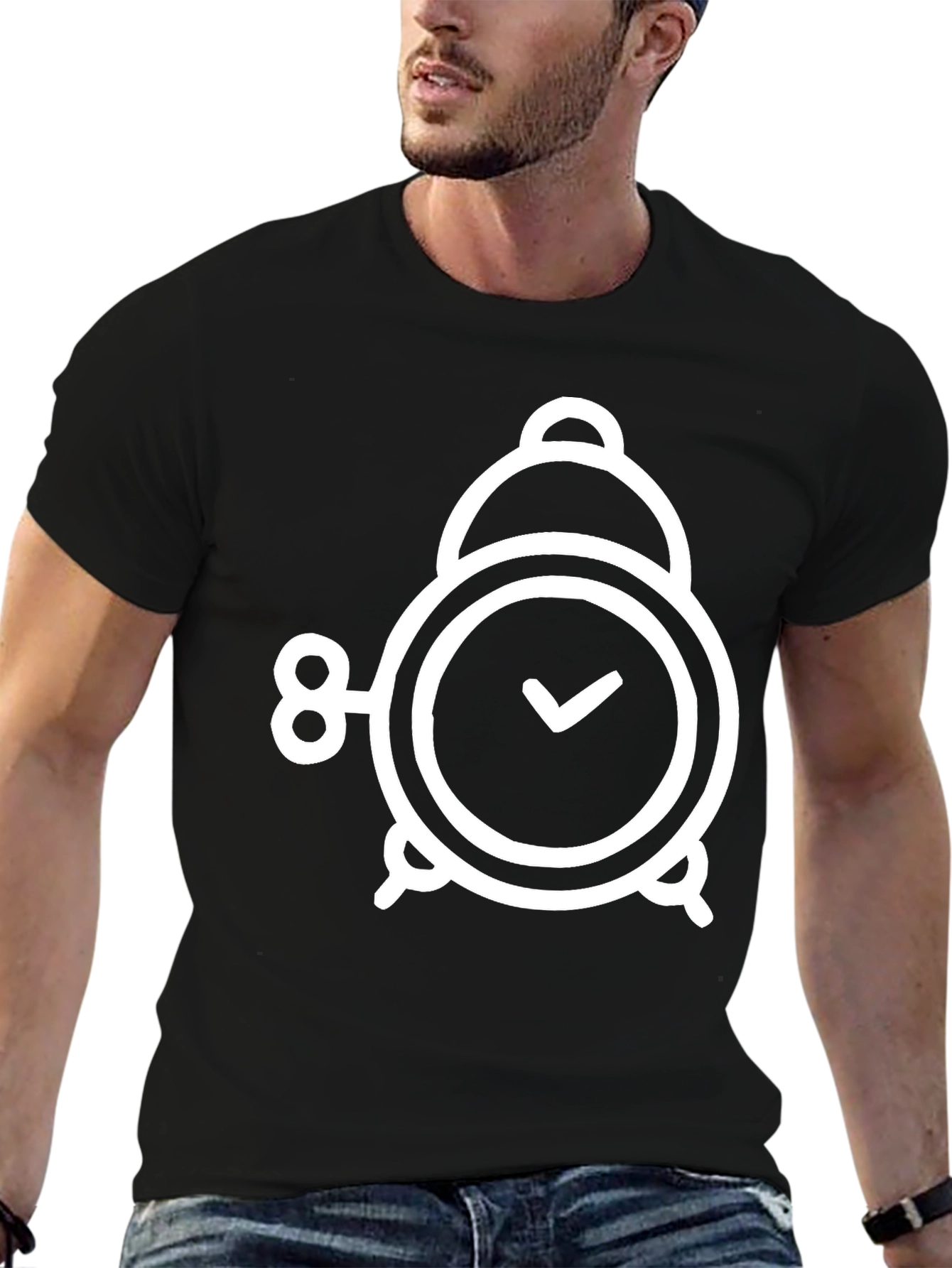 Alarm Clock Graphic T-Shirt - Black Cotton Tee