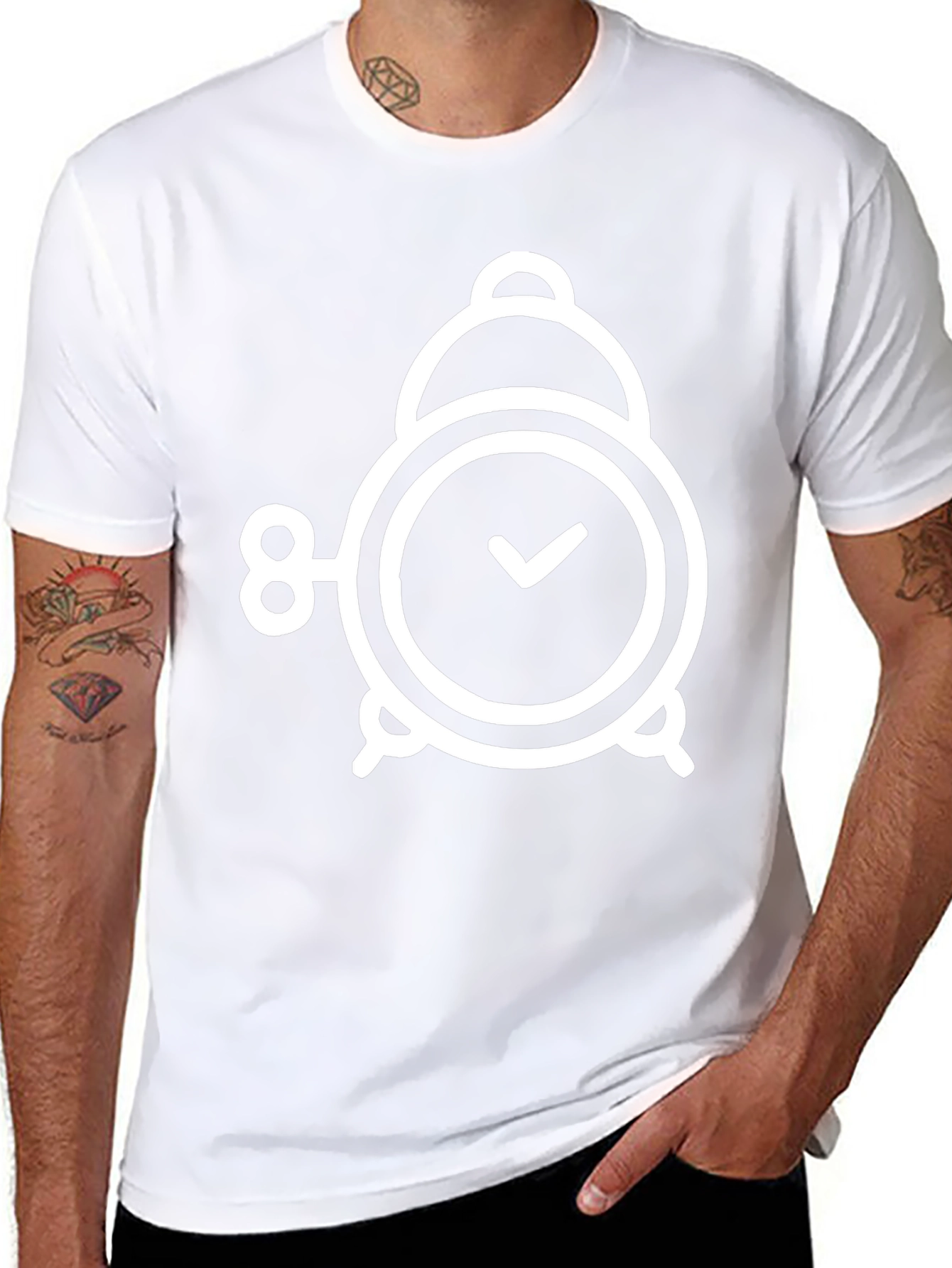 Alarm Clock Graphic T-Shirt - Black Cotton Tee