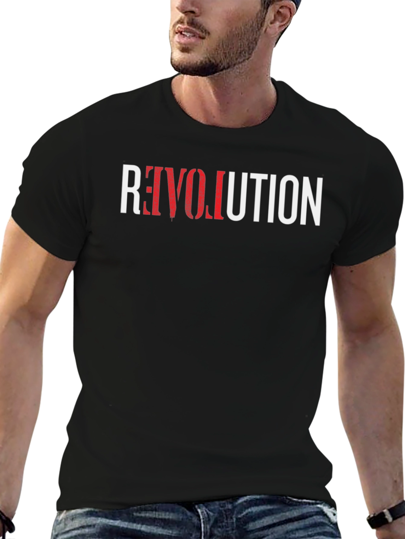Revolution Graphic Tee - Cool Black Cotton T-Shirt