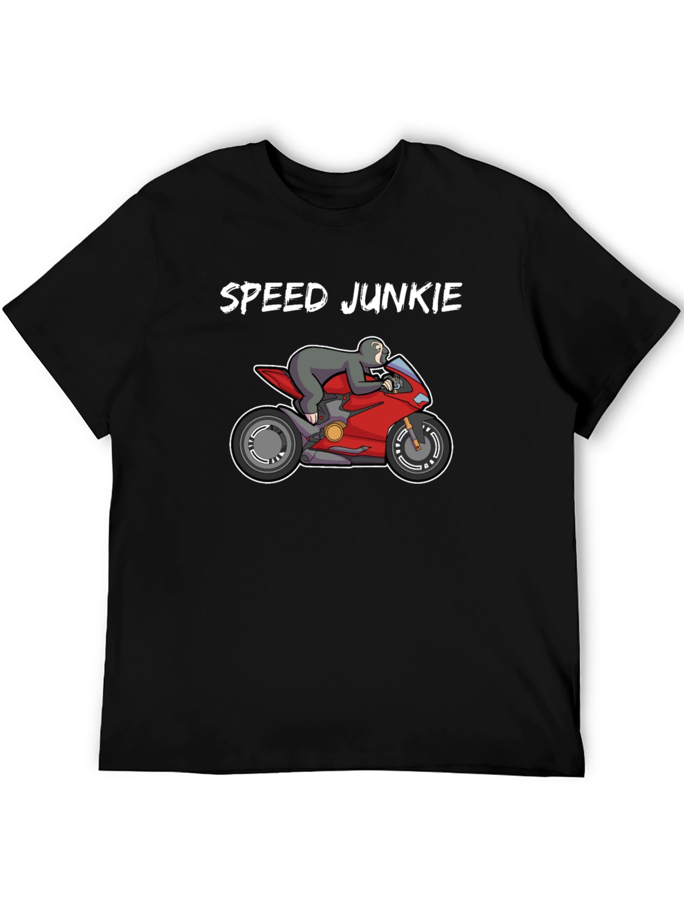 Speed Junkie Sloth on Motorcycle Graphic T-Shirt