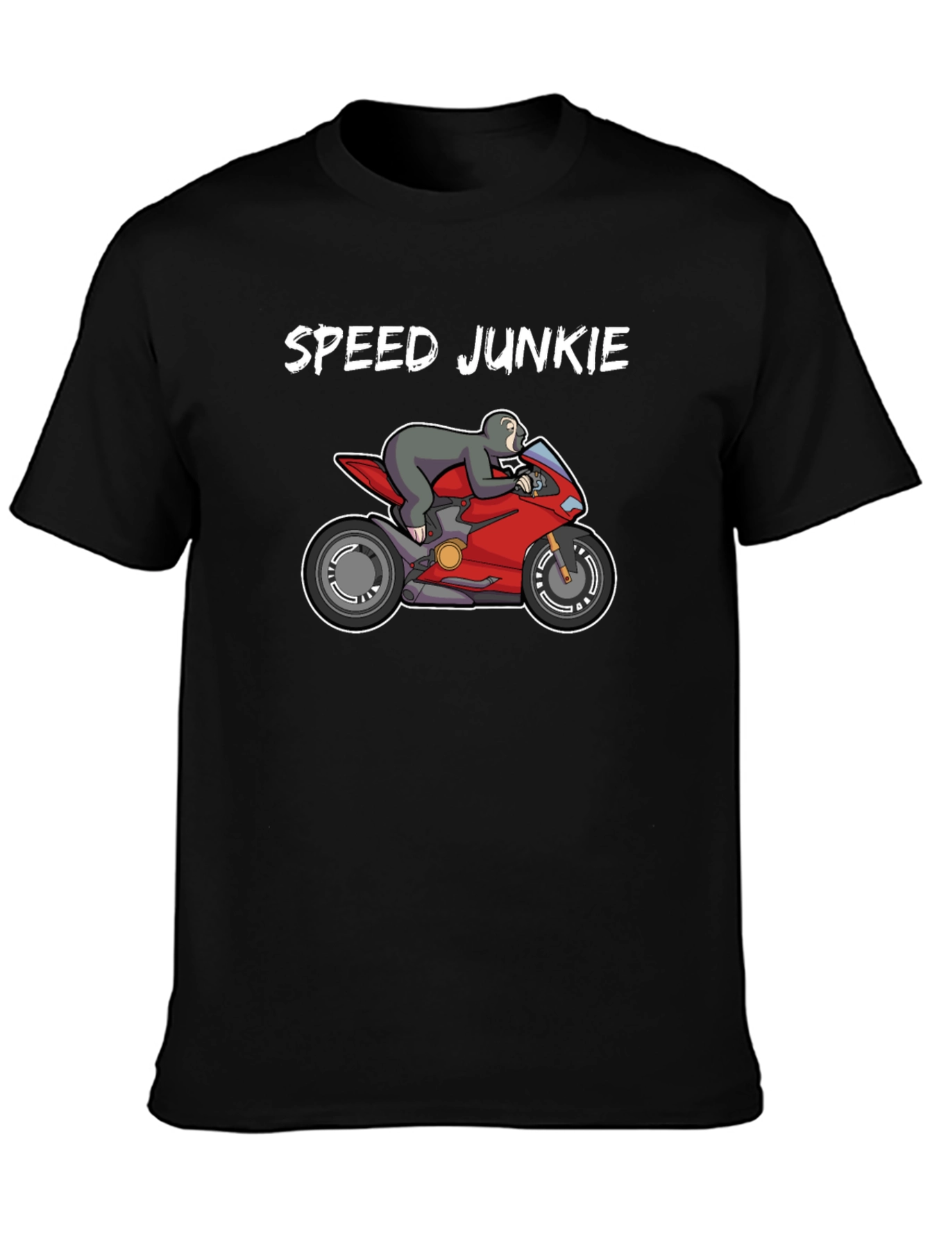 Speed Junkie Sloth on Motorcycle Graphic T-Shirt