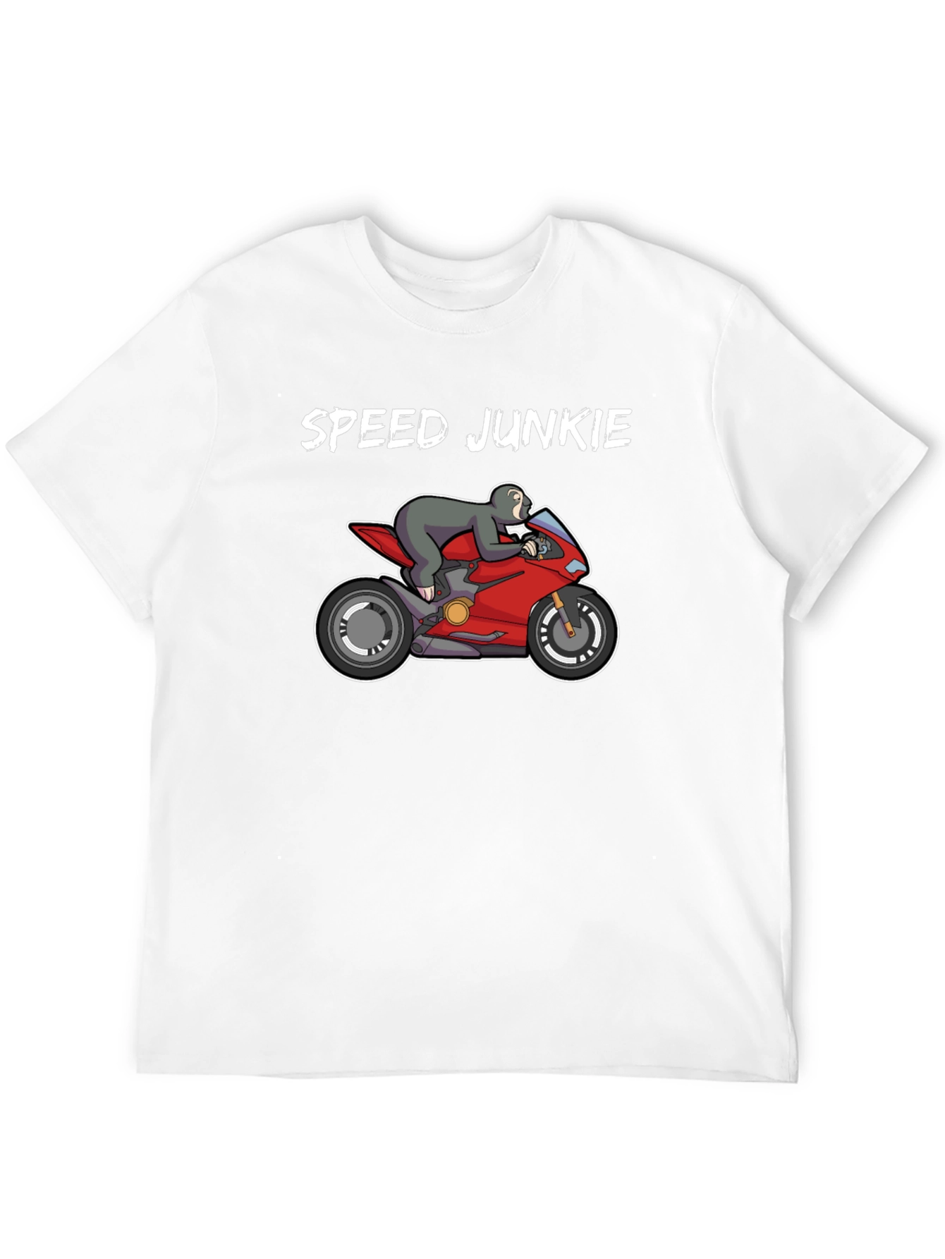 Speed Junkie Sloth on Motorcycle Graphic T-Shirt