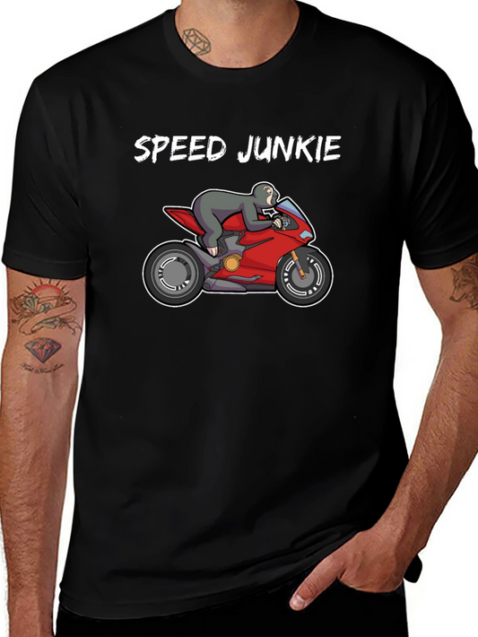 Speed Junkie Sloth on Motorcycle Graphic T-Shirt