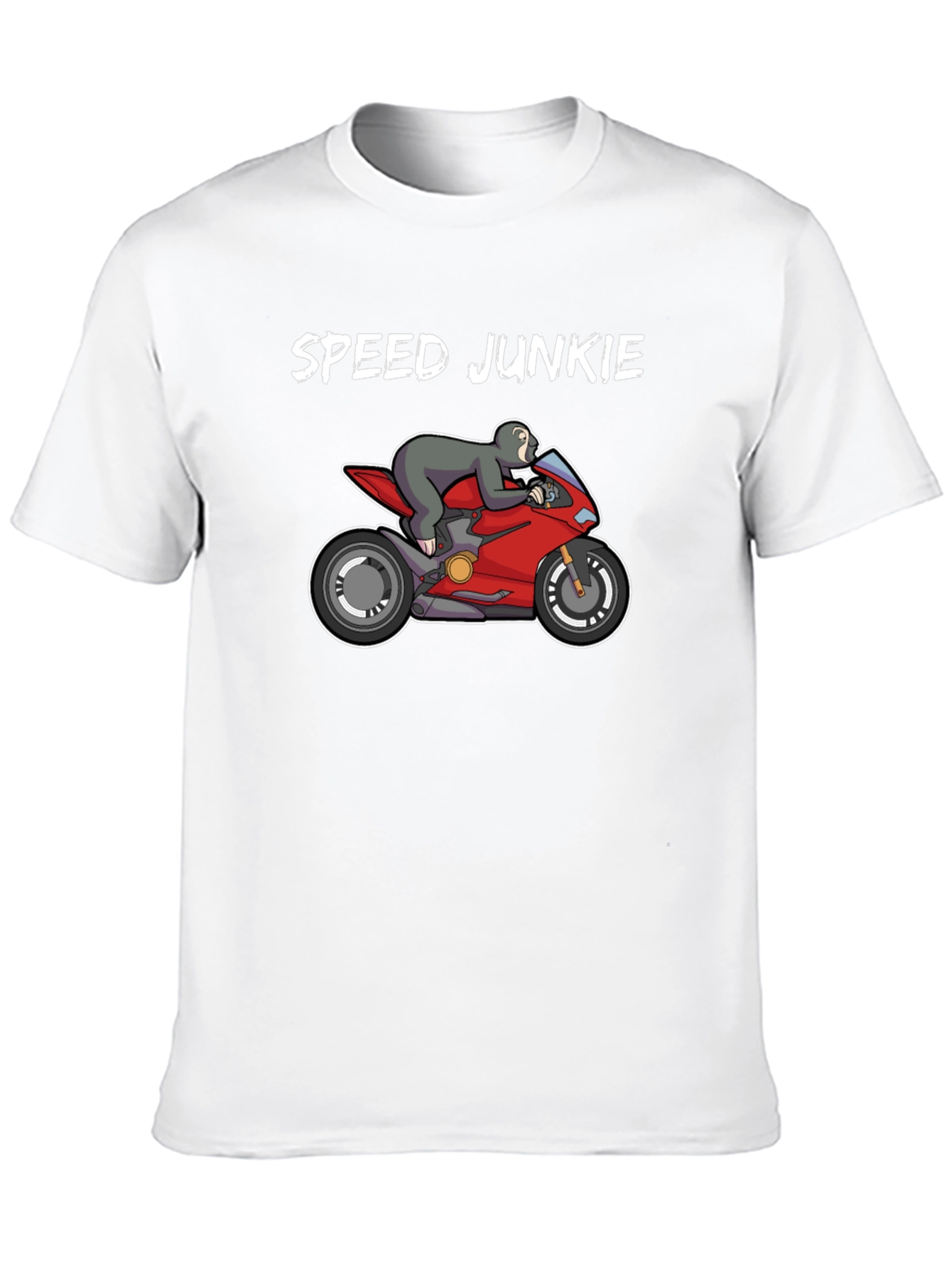 Speed Junkie Sloth on Motorcycle Graphic T-Shirt