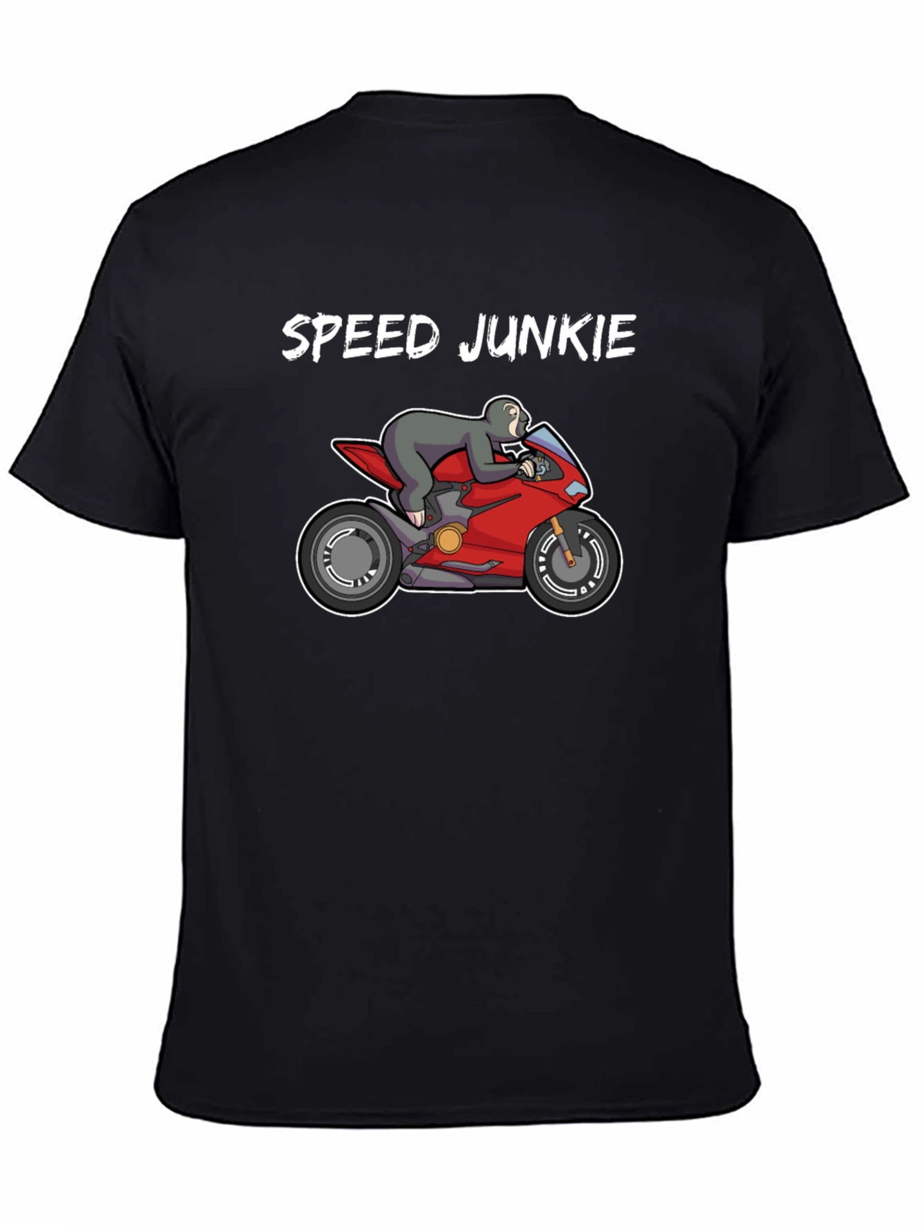 Speed Junkie Sloth on Motorcycle Graphic T-Shirt