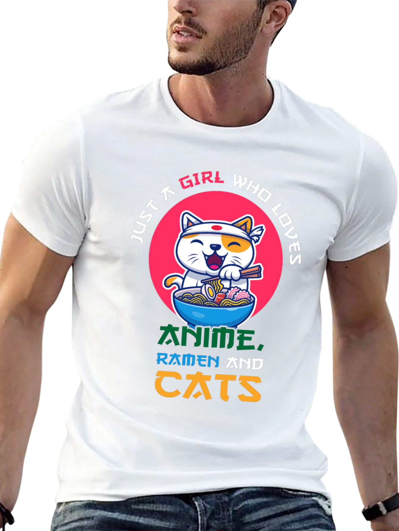Anime Ramen Cats Graphic T-Shirt