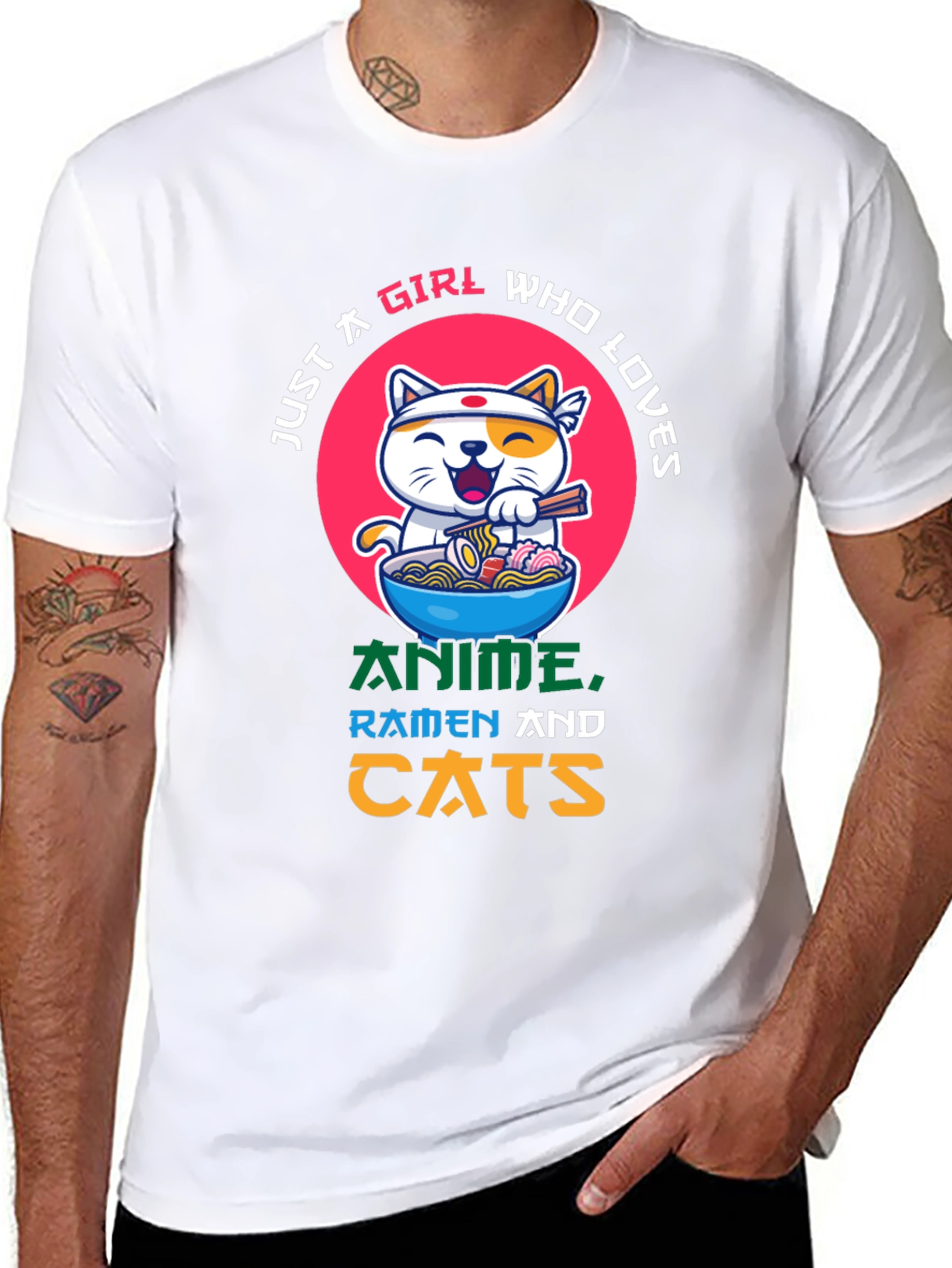 Anime Ramen Cats Graphic T-Shirt