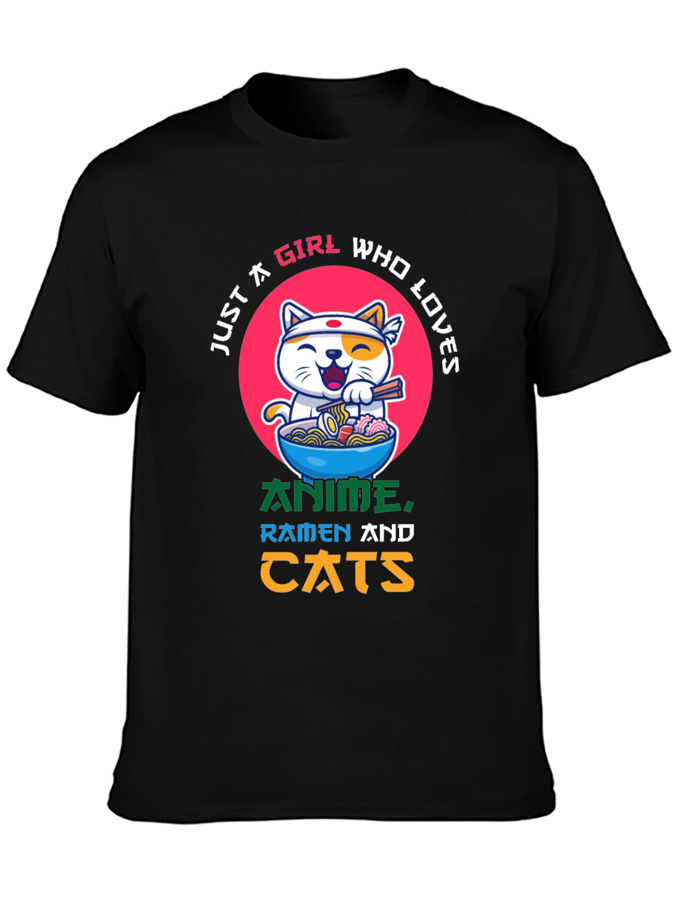 Anime Ramen Cats Graphic T-Shirt
