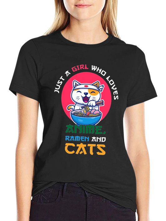 Anime Ramen Cats Graphic T-Shirt