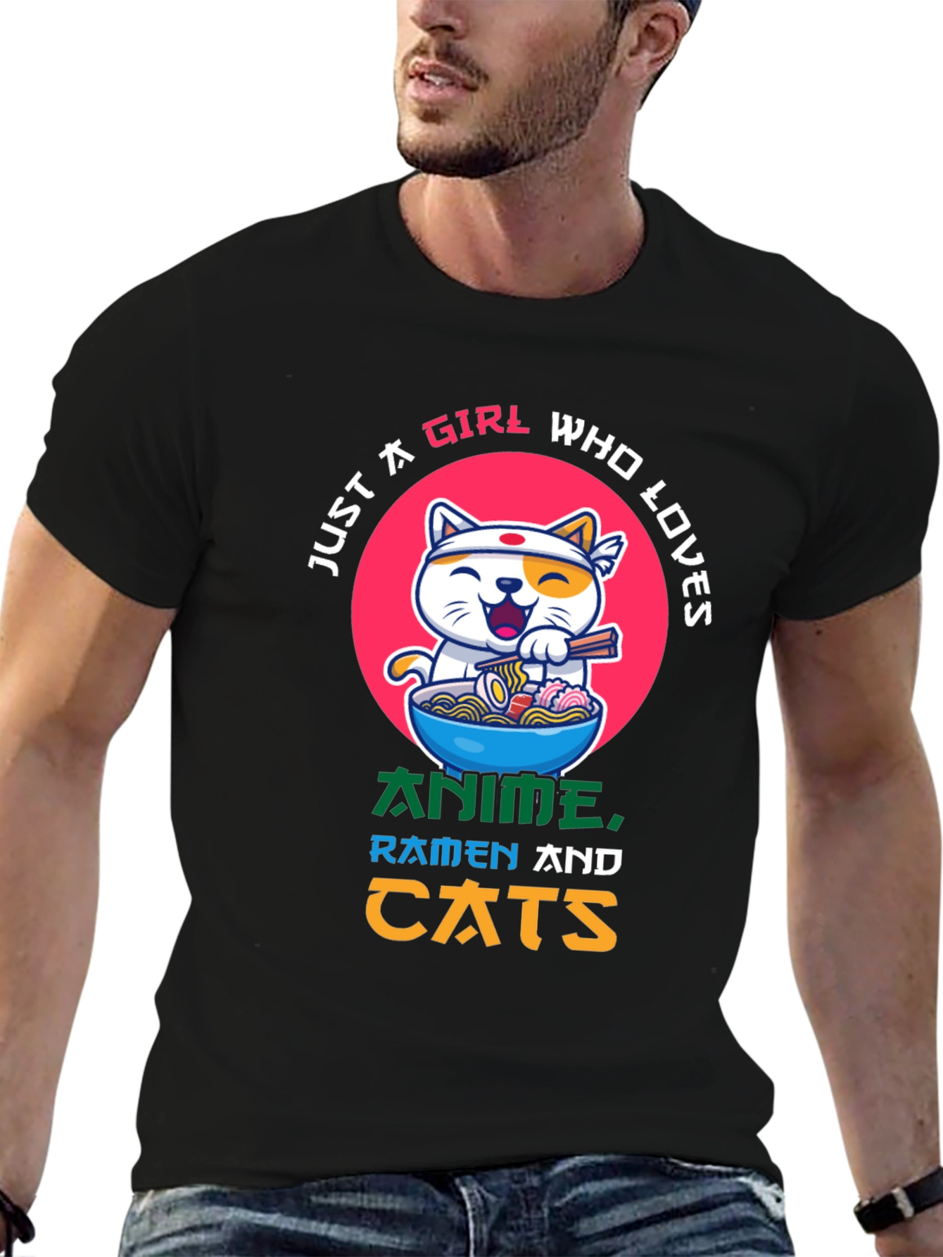Anime Ramen Cats Graphic T-Shirt