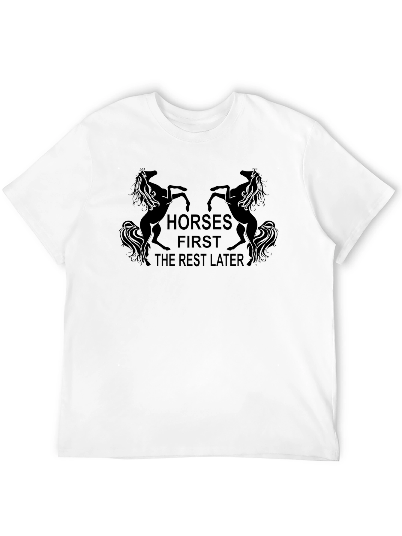 Horses First Mens Black Graphic Tee