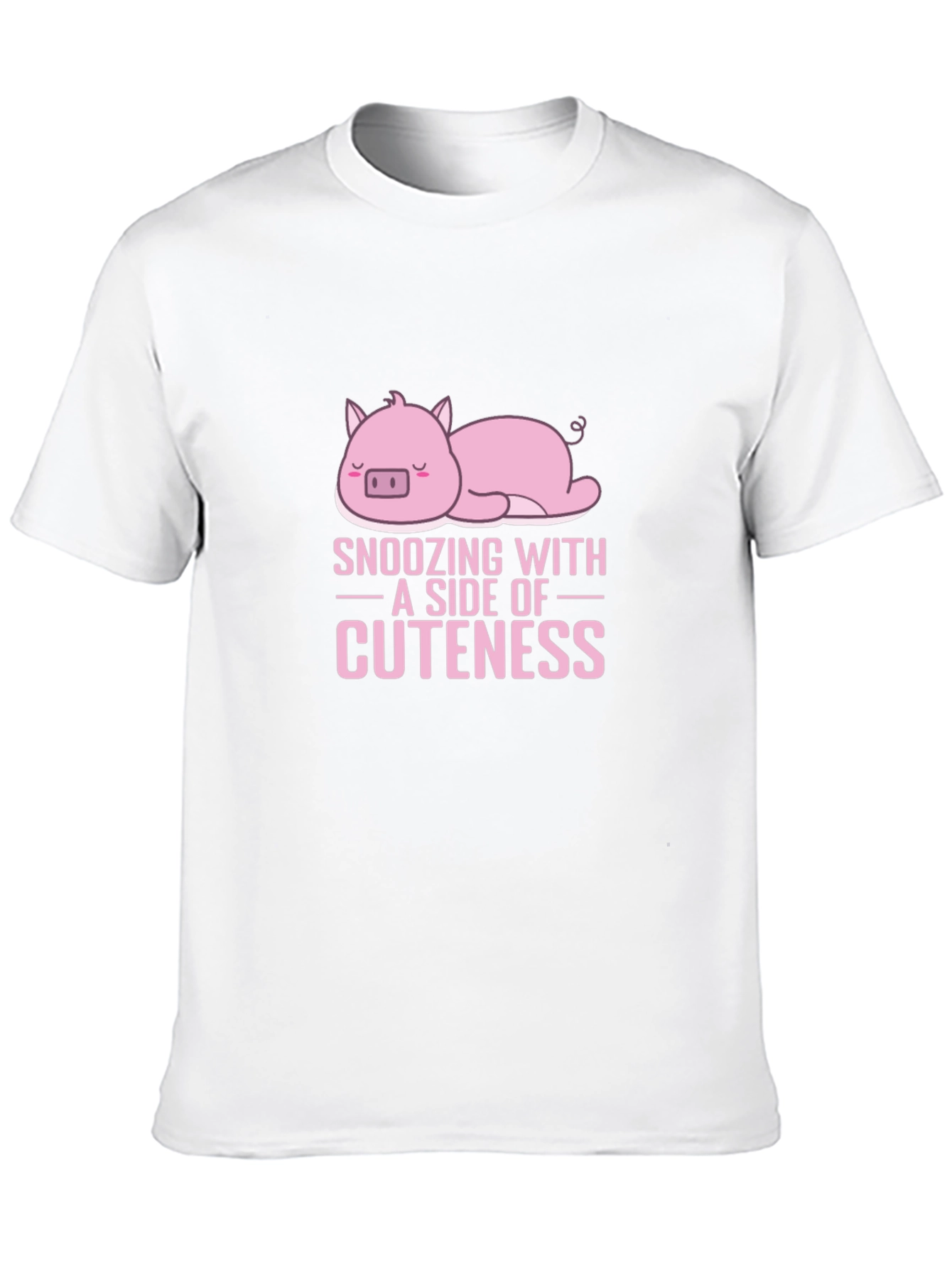 Snoozing with Cuteness Pig Graphic Tee - Black Cotton