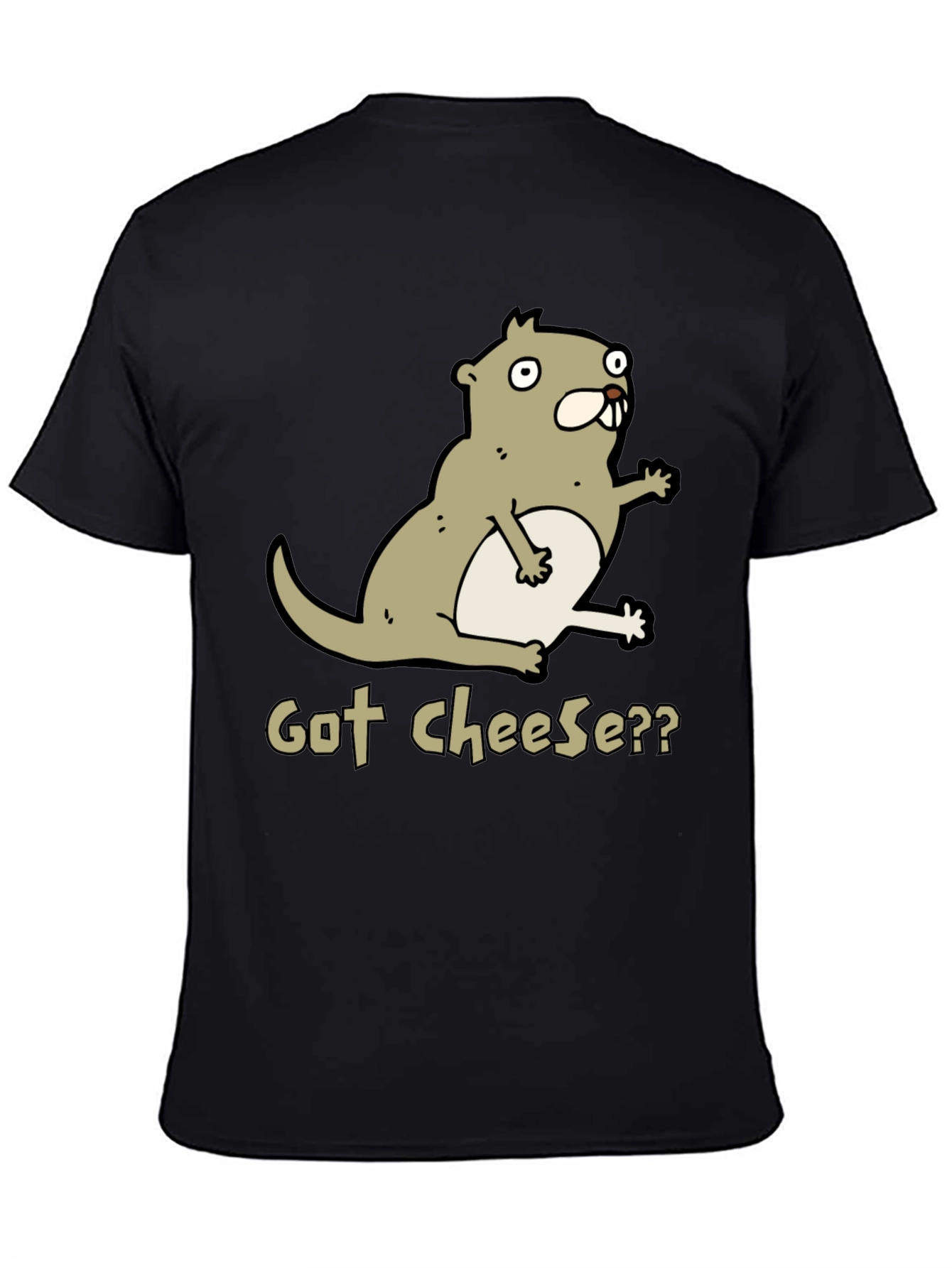 Got Cheese? Cartoon Beaver T-Shirt - Black