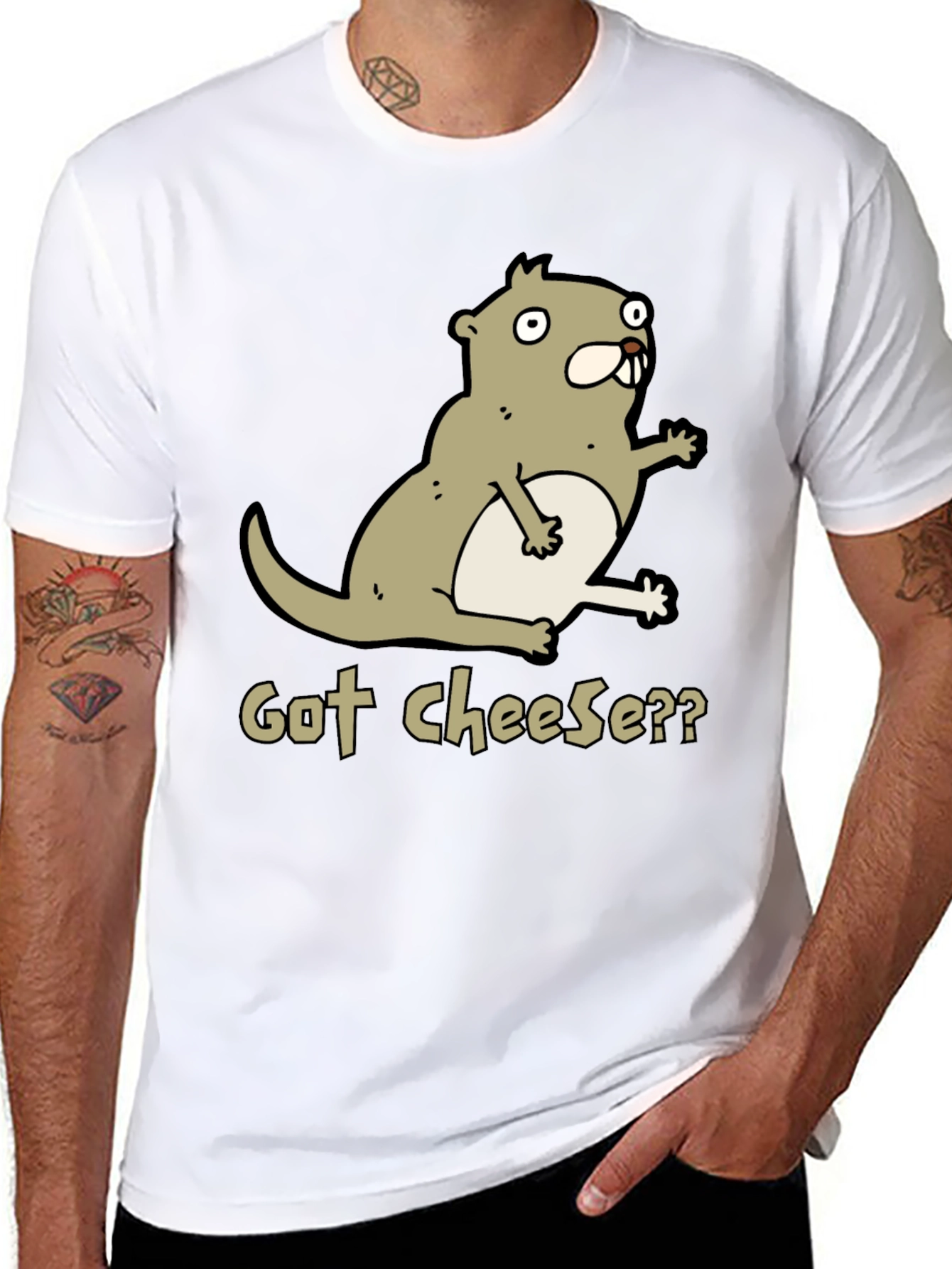 Got Cheese? Cartoon Beaver T-Shirt - Black
