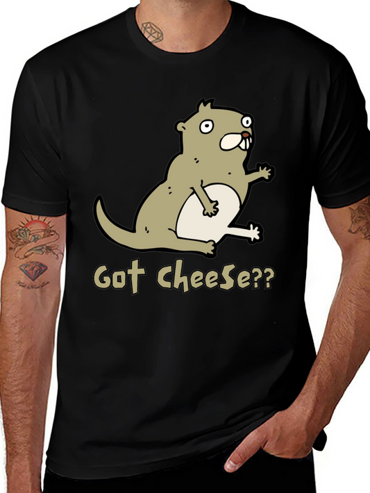 Got Cheese? Cartoon Beaver T-Shirt - Black