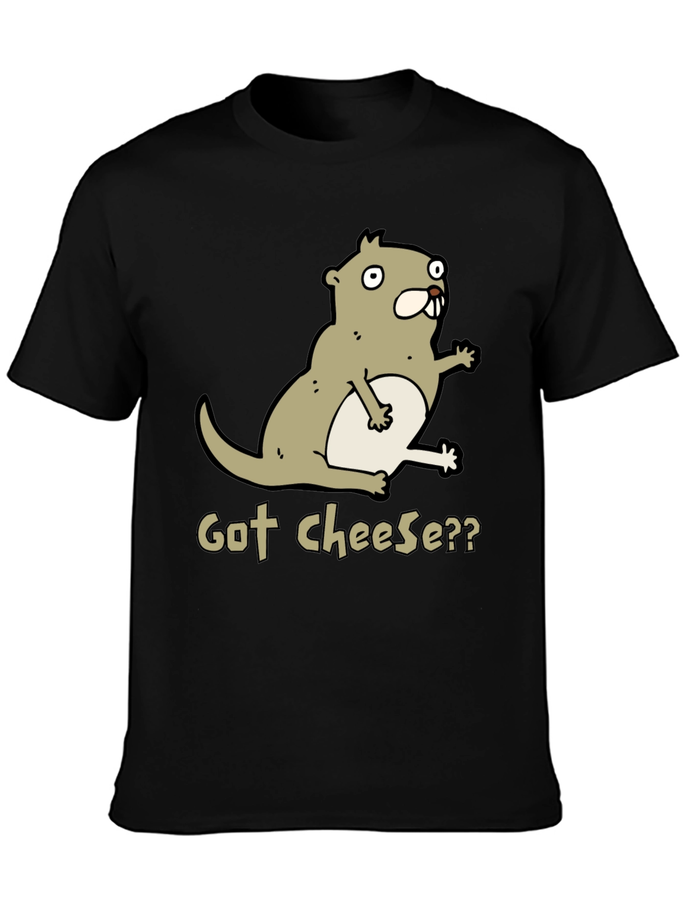 Got Cheese? Cartoon Beaver T-Shirt - Black
