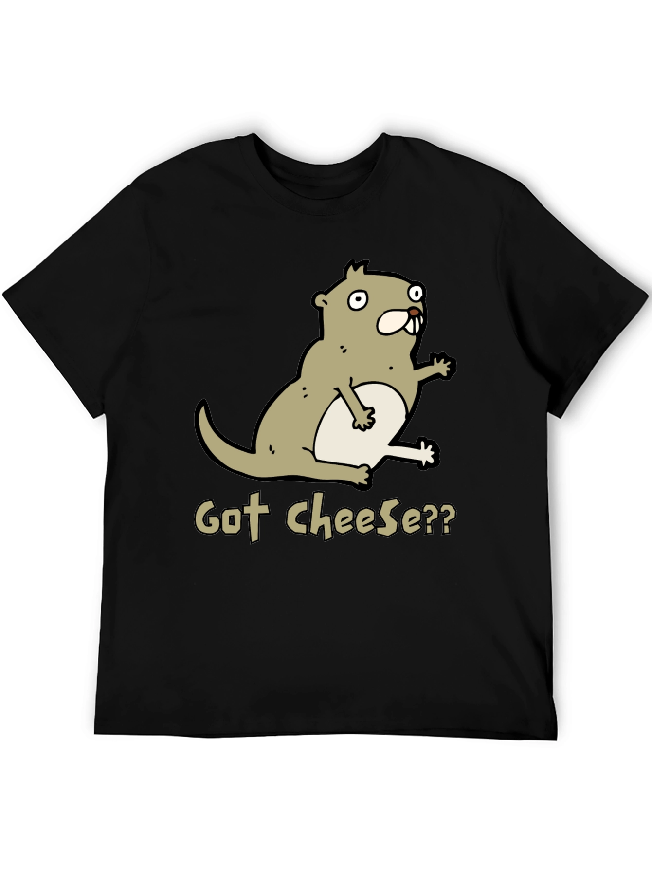 Got Cheese? Cartoon Beaver T-Shirt - Black
