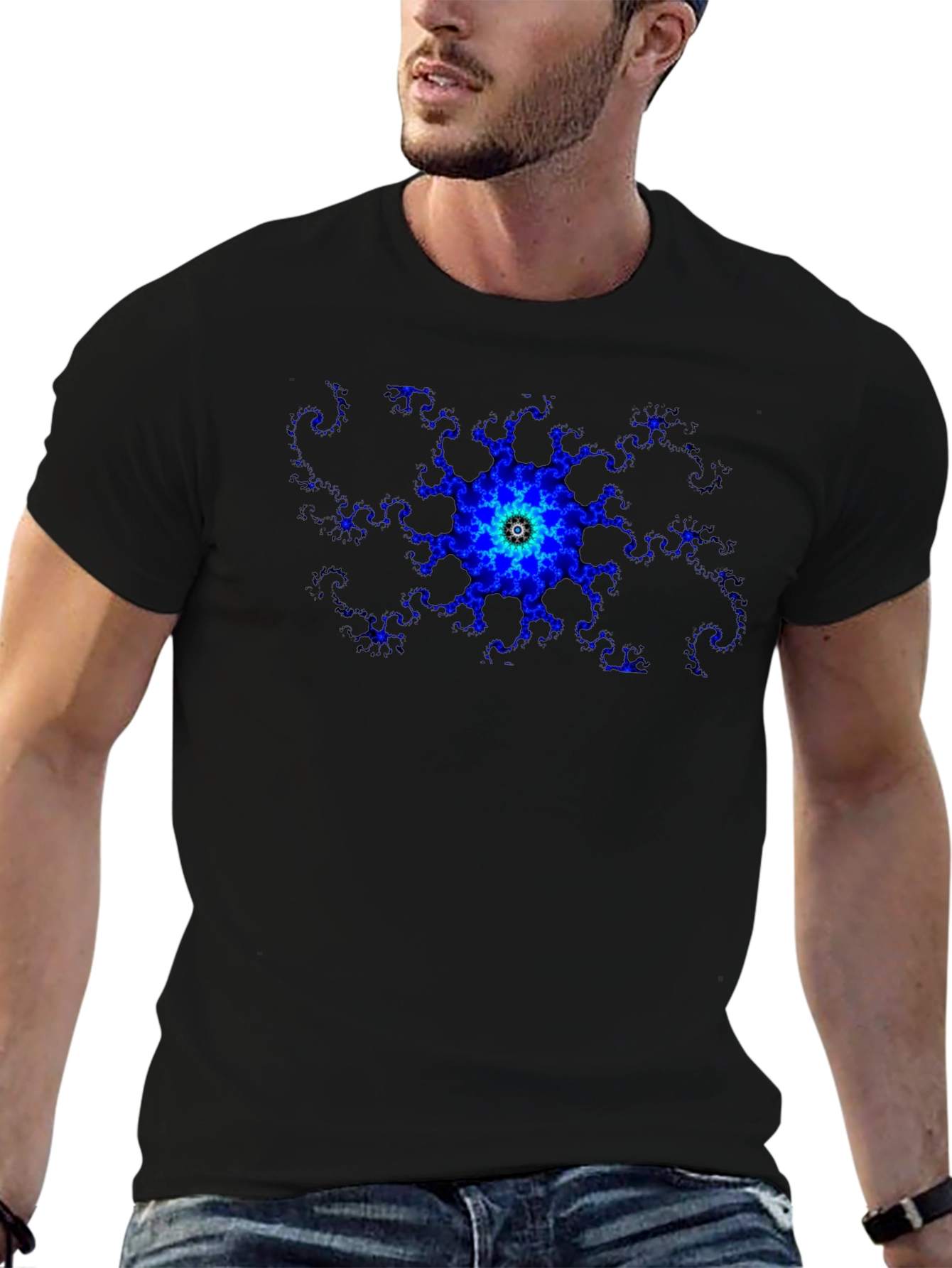 Fractal Bloom Black T-Shirt