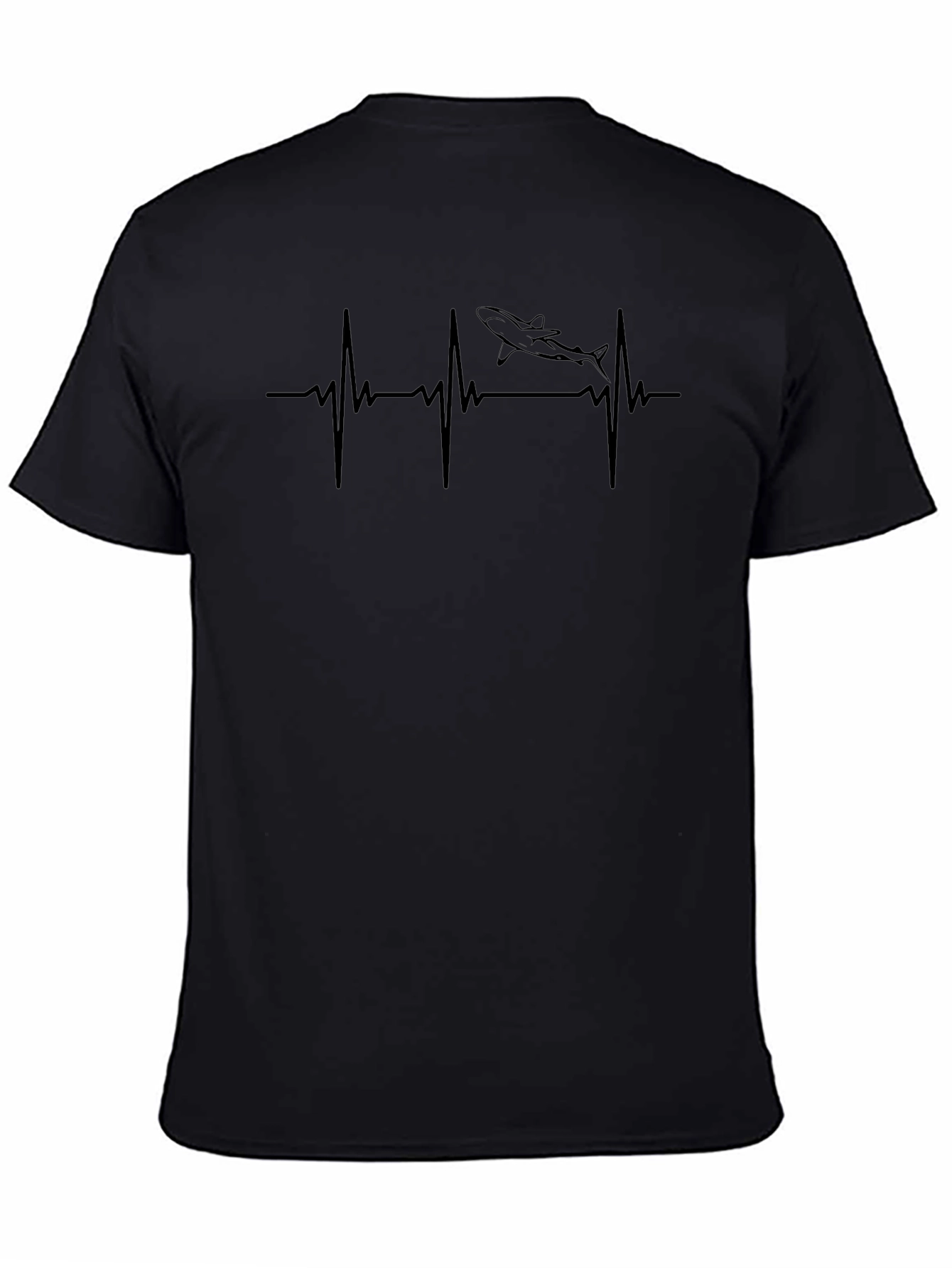 Shark Heartbeat T-Shirt - Black Cotton Tee