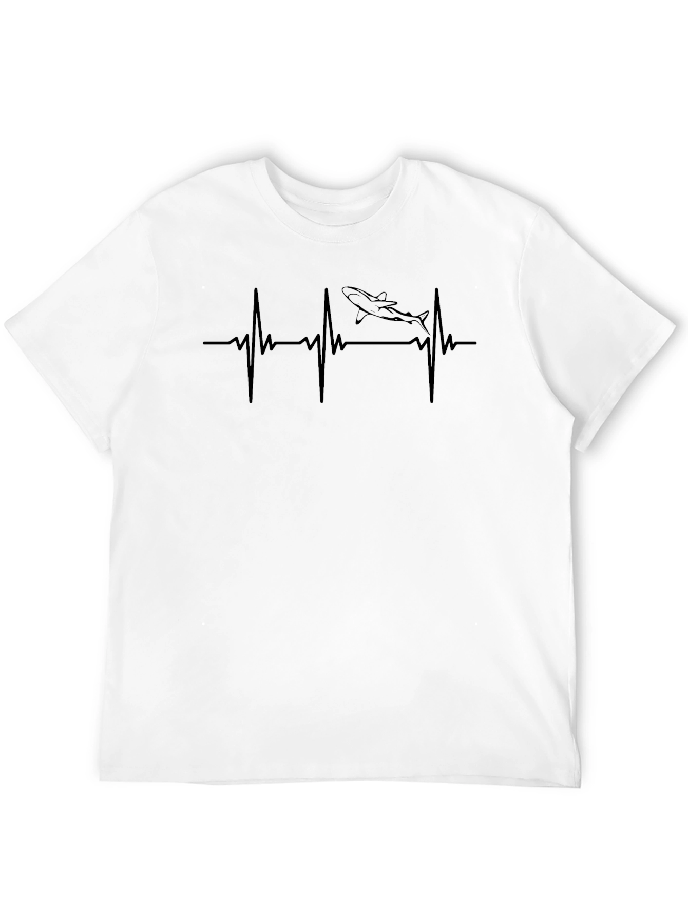 Shark Heartbeat T-Shirt - Black Cotton Tee