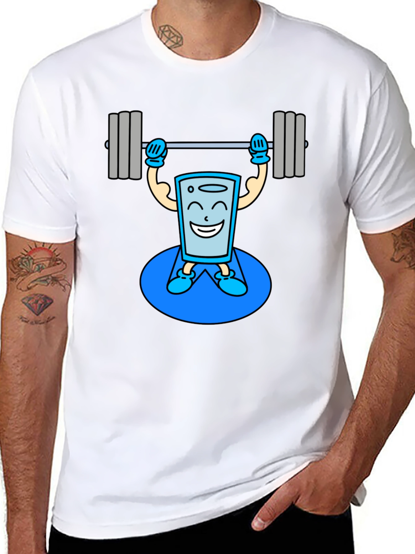 Funny Glass Water Weightlifting Graphic T-Shirt