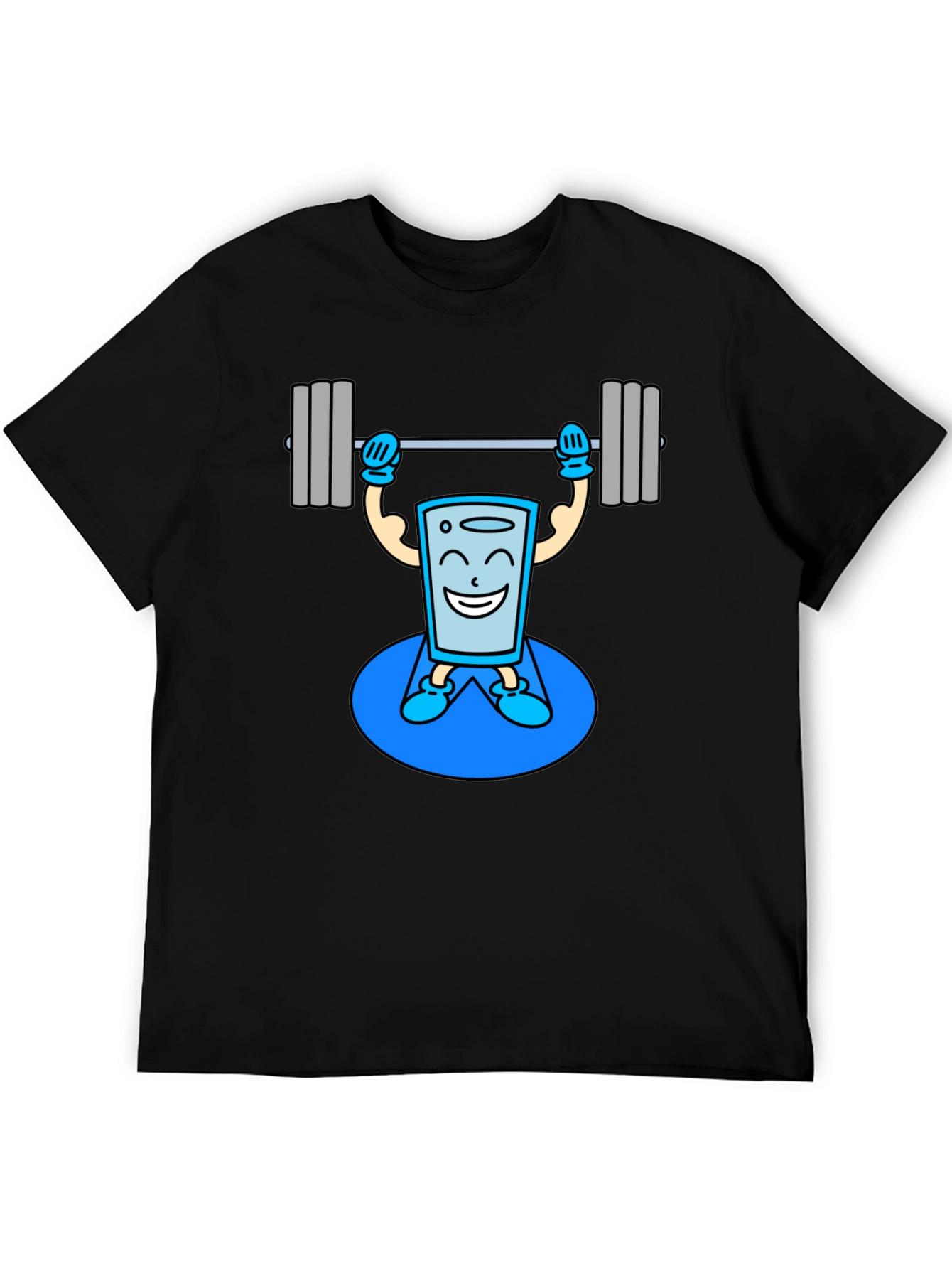 Funny Glass Water Weightlifting Graphic T-Shirt