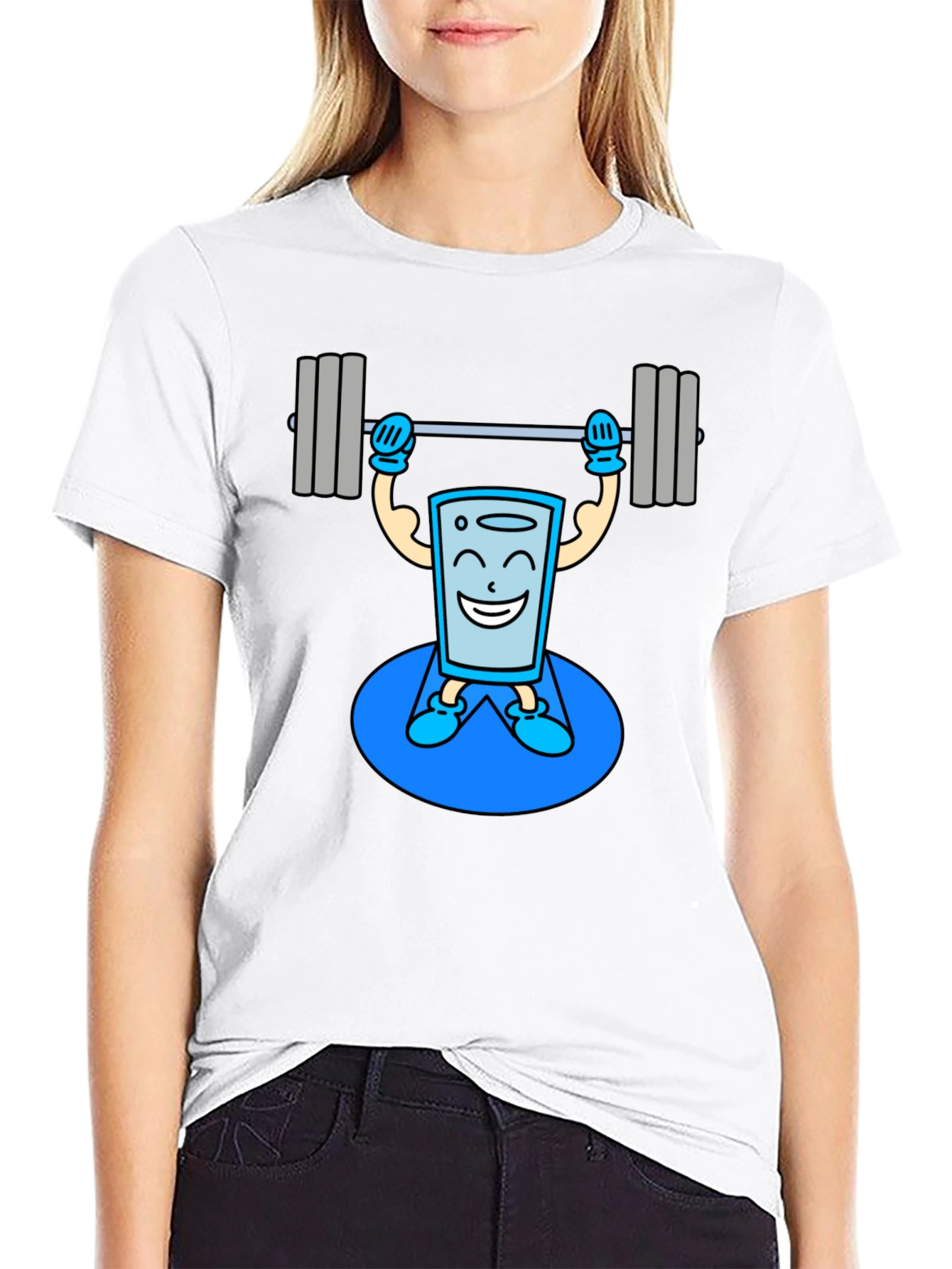 Funny Glass Water Weightlifting Graphic T-Shirt