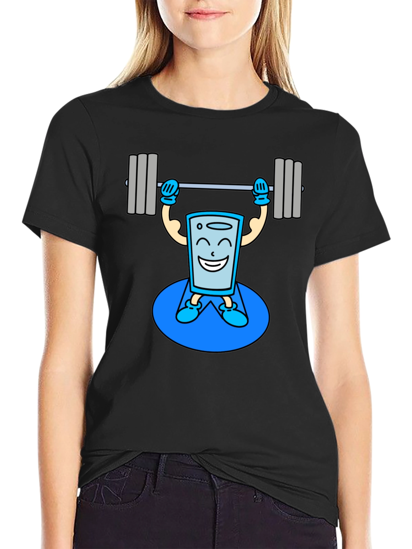 Funny Glass Water Weightlifting Graphic T-Shirt