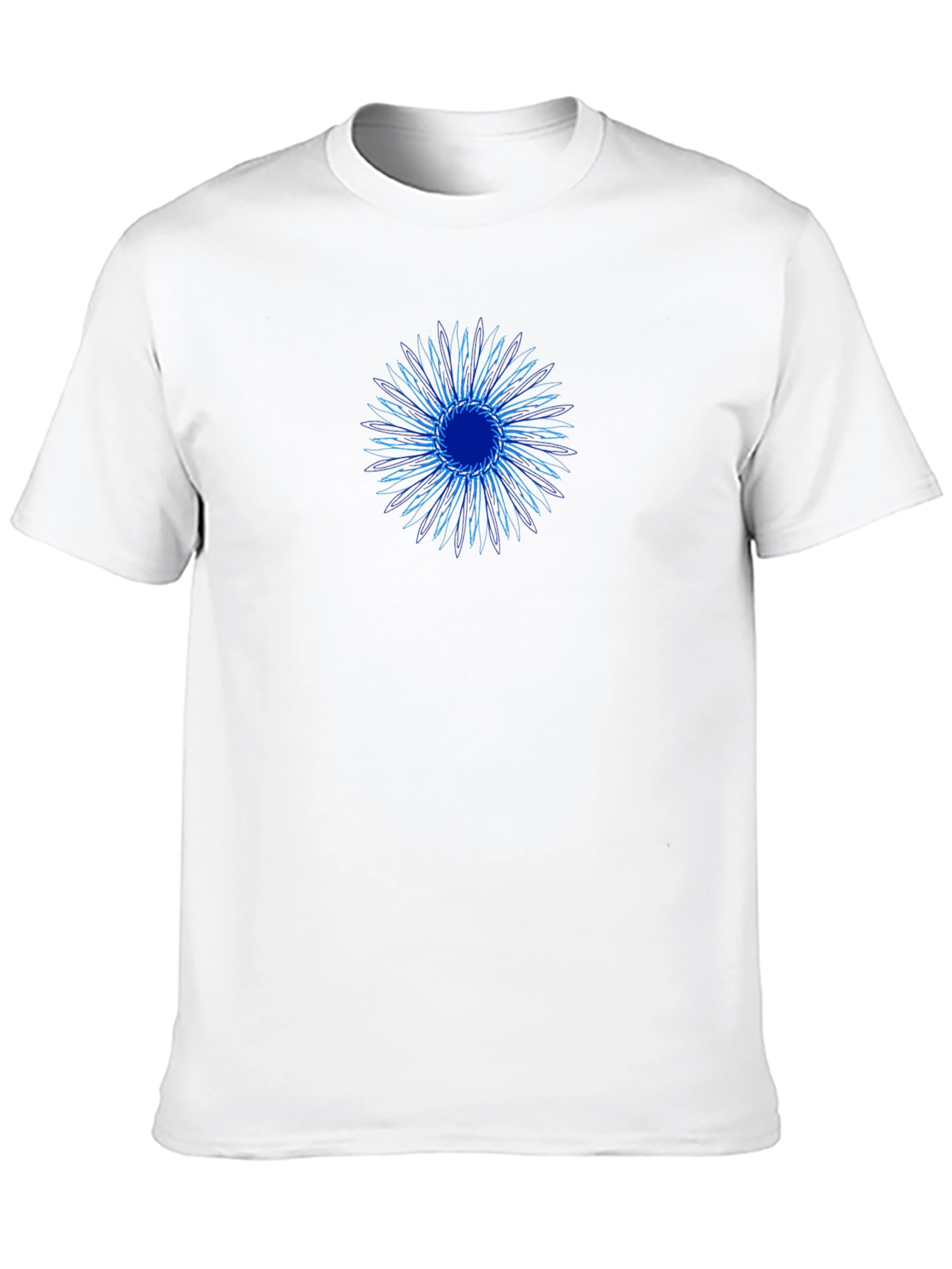 Abstract Blue Flower Black T-Shirt