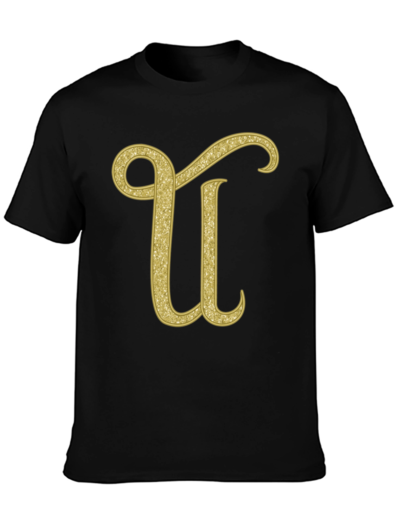 Gold Glitter Letter U T-Shirt