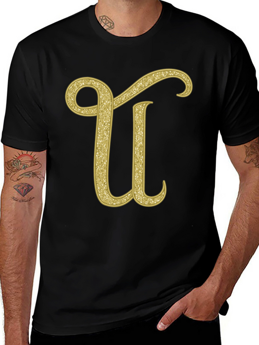 Gold Glitter Letter U T-Shirt
