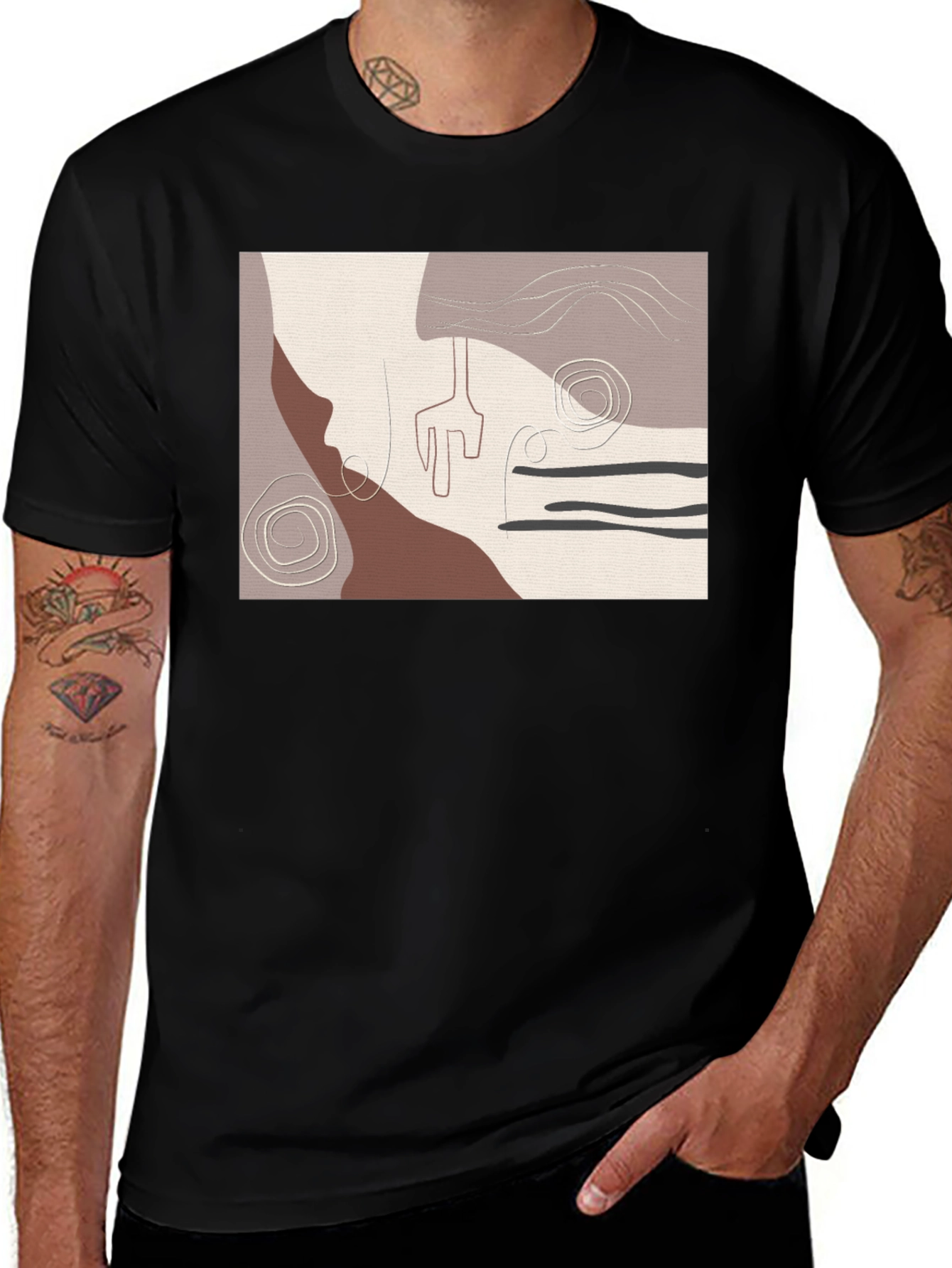 Abstract Art Print Black T-Shirt