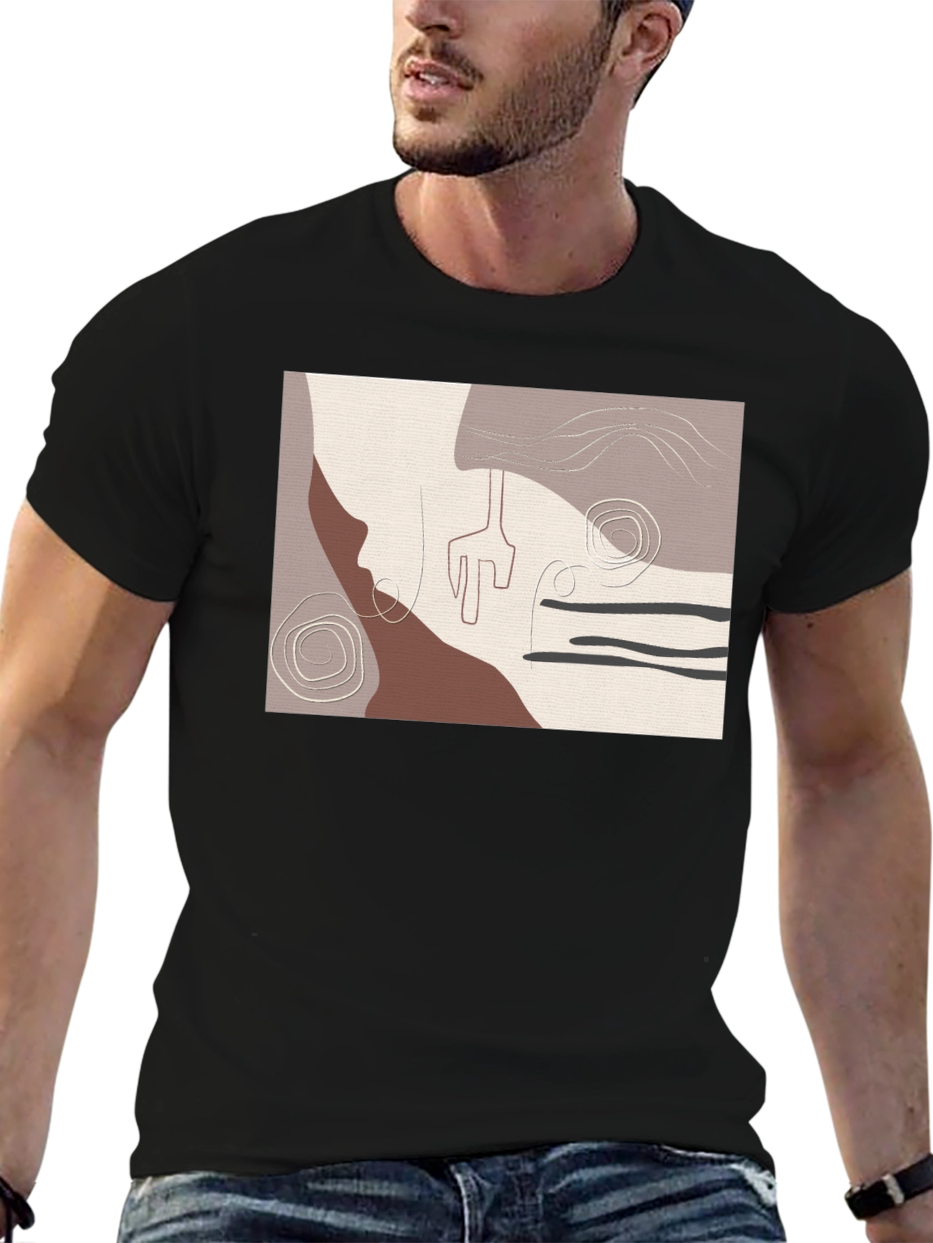 Abstract Art Print Black T-Shirt