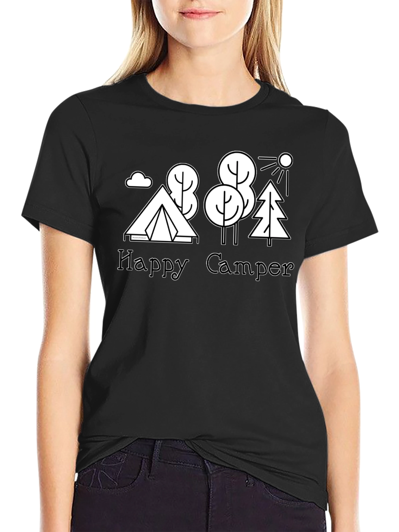 Happy Camper Black Graphic T-Shirt