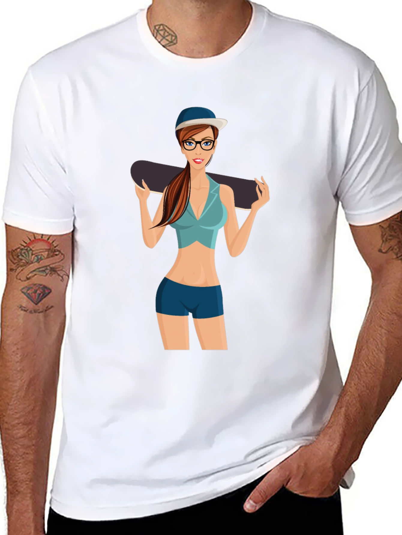 Skater Girl Graphic Black T-Shirt