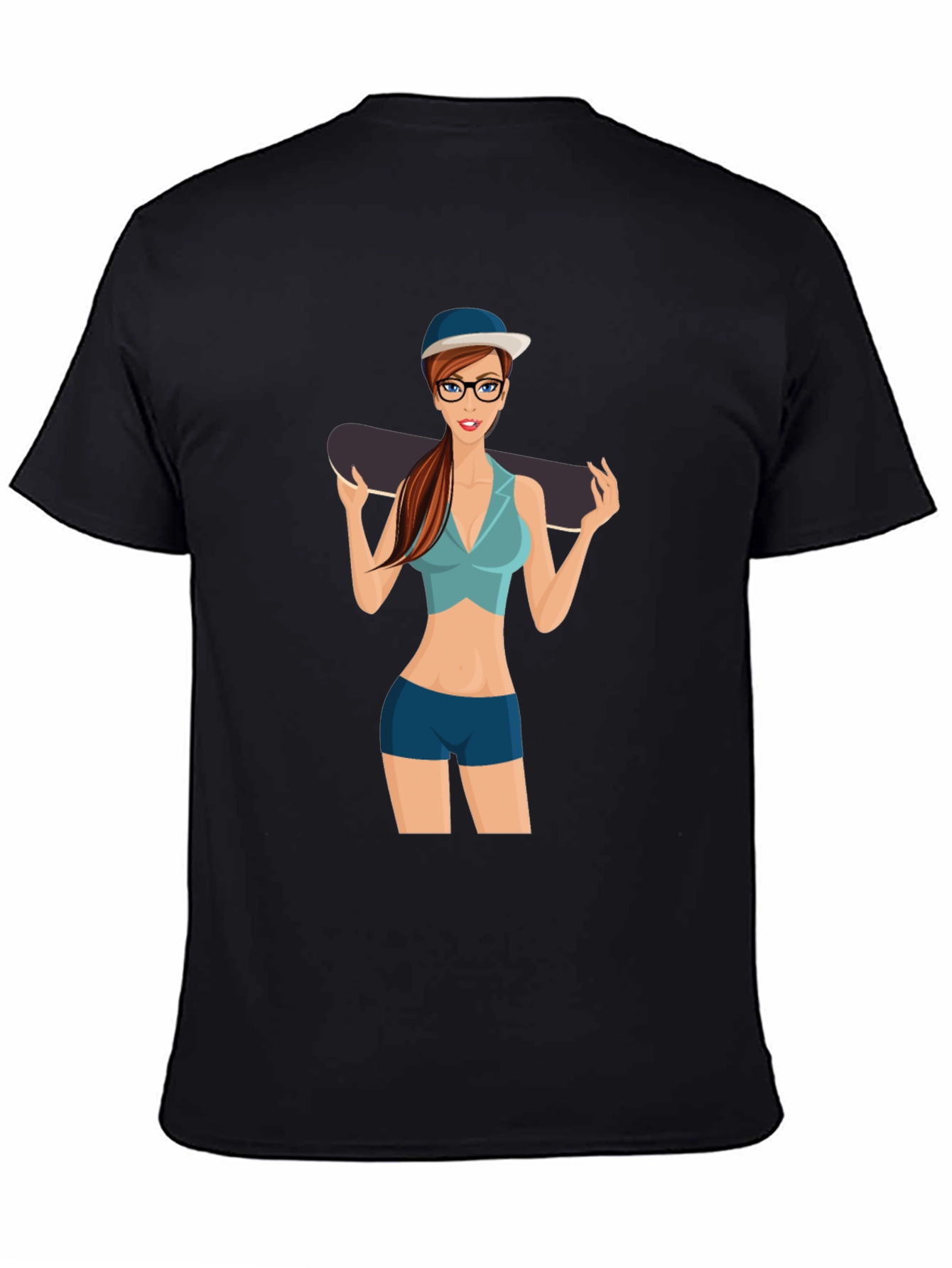 Skater Girl Graphic Black T-Shirt