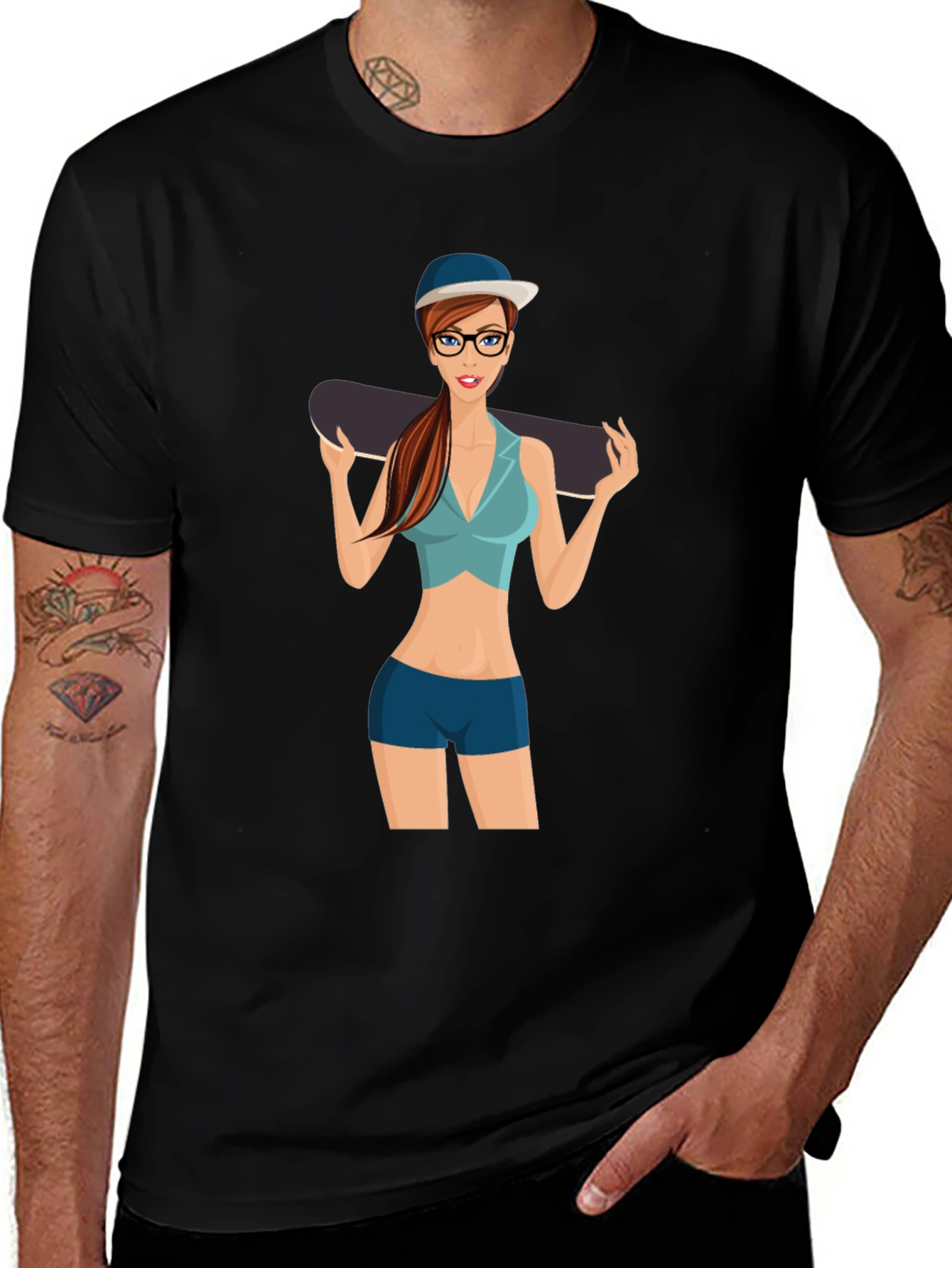 Skater Girl Graphic Black T-Shirt