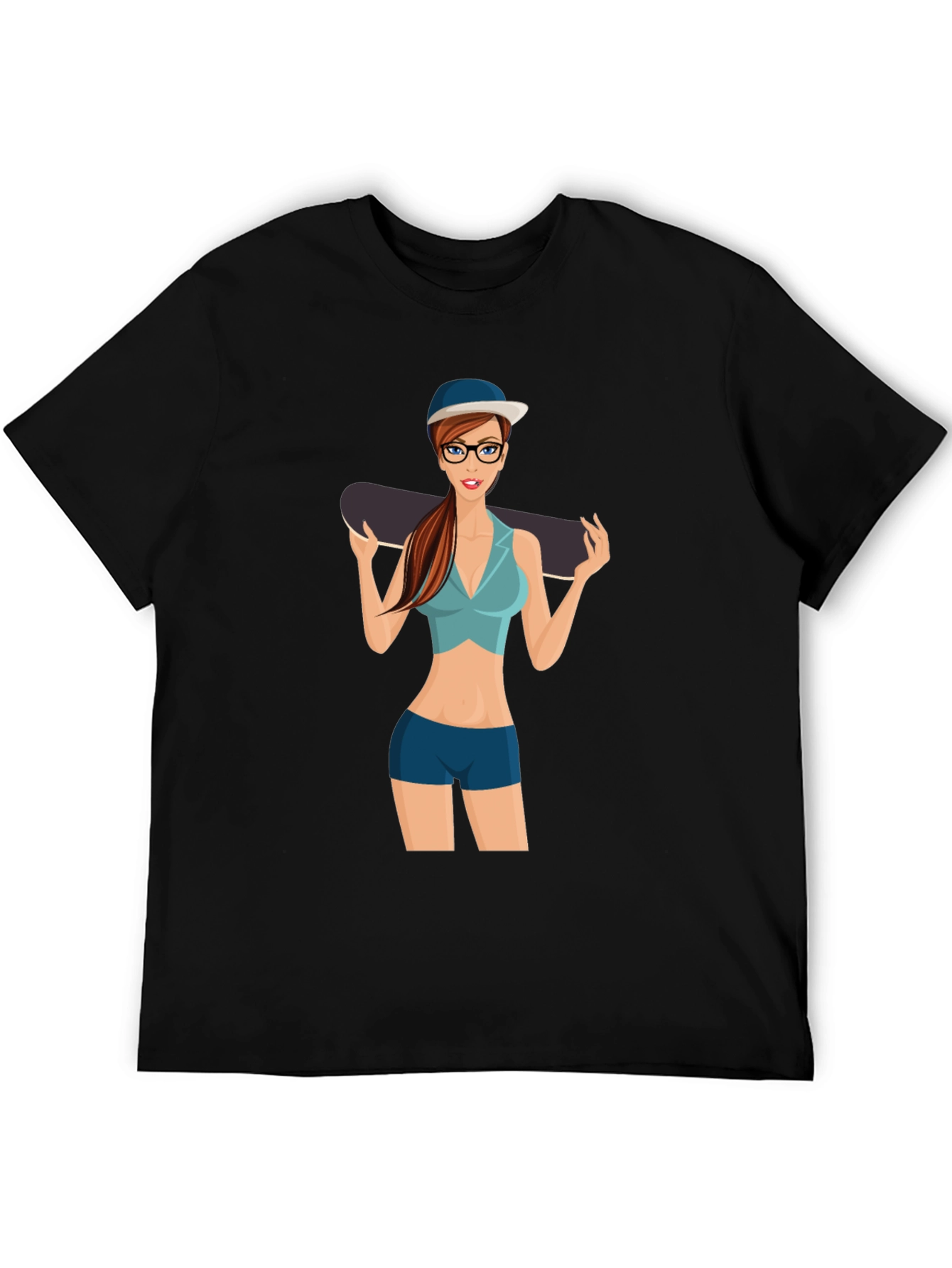 Skater Girl Graphic Black T-Shirt