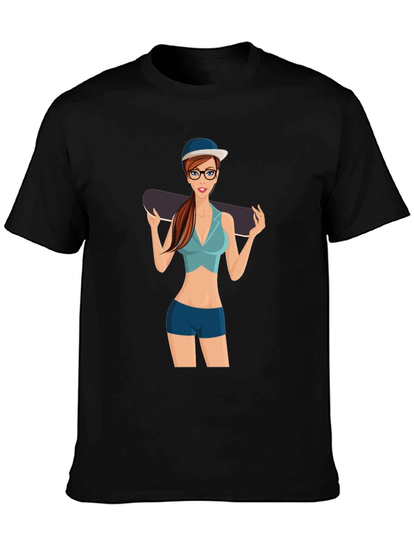 Skater Girl Graphic Black T-Shirt