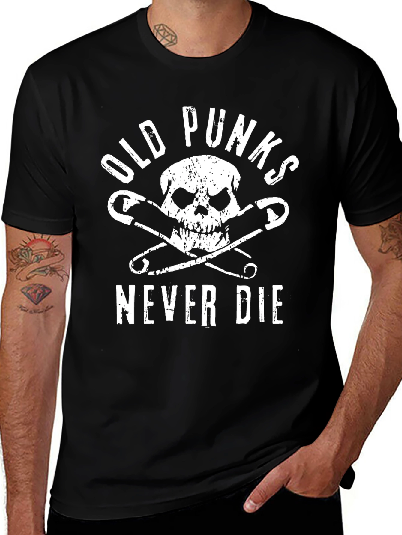 Old Punks Never Die Graphic T-Shirt - Black